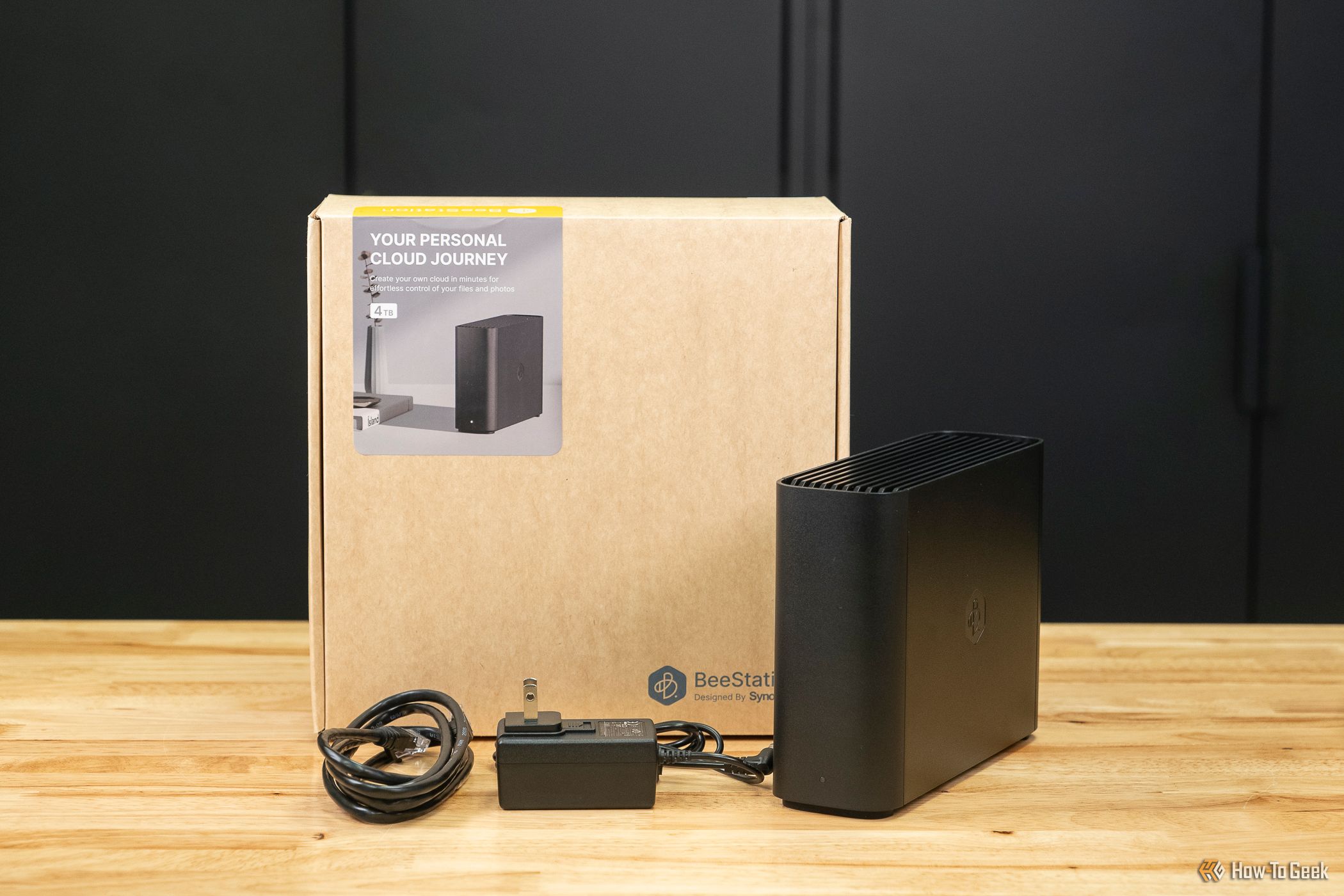 The Synology BeeStation and its packaging.
