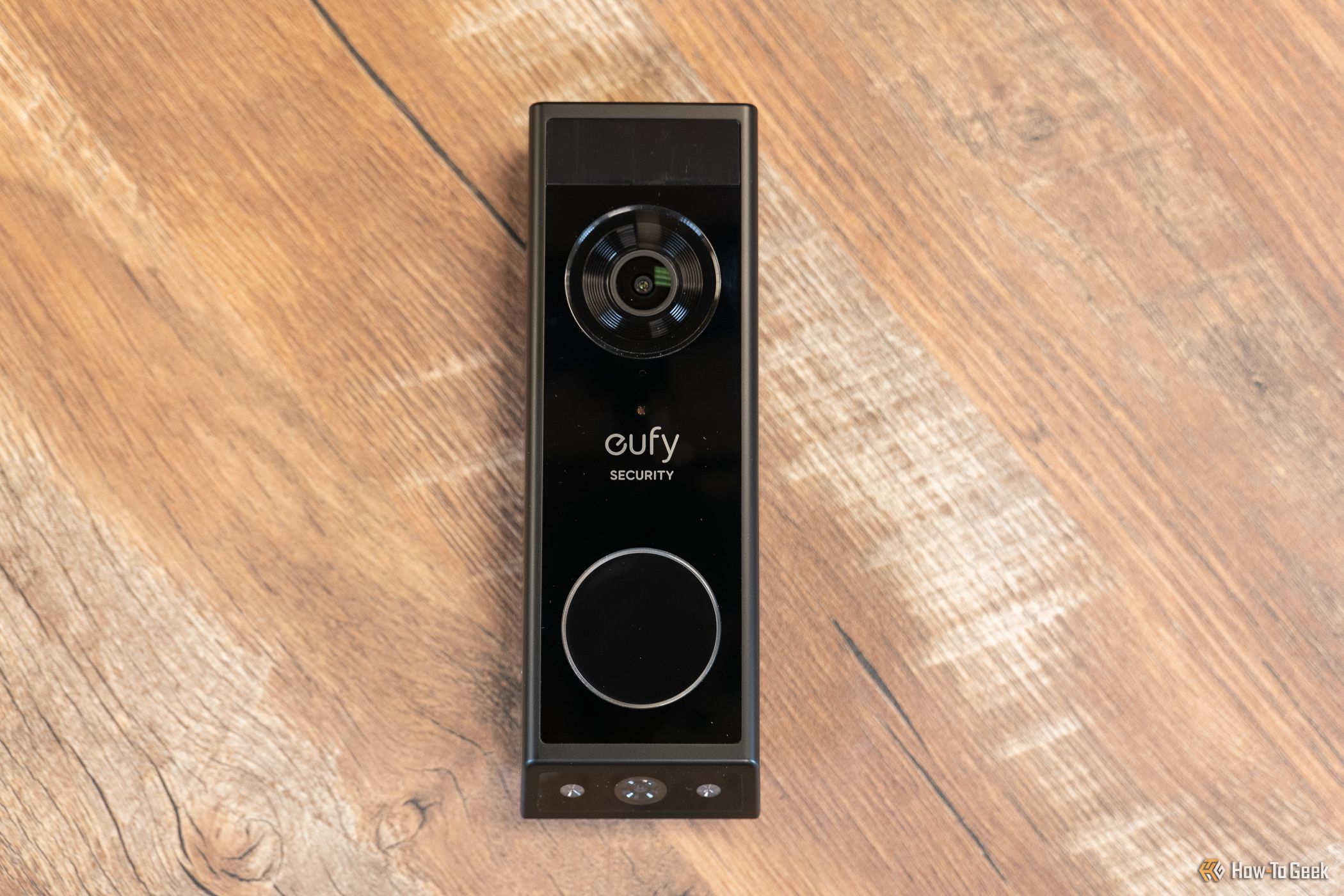 The eufy Security E340 Video Doorbell on a table