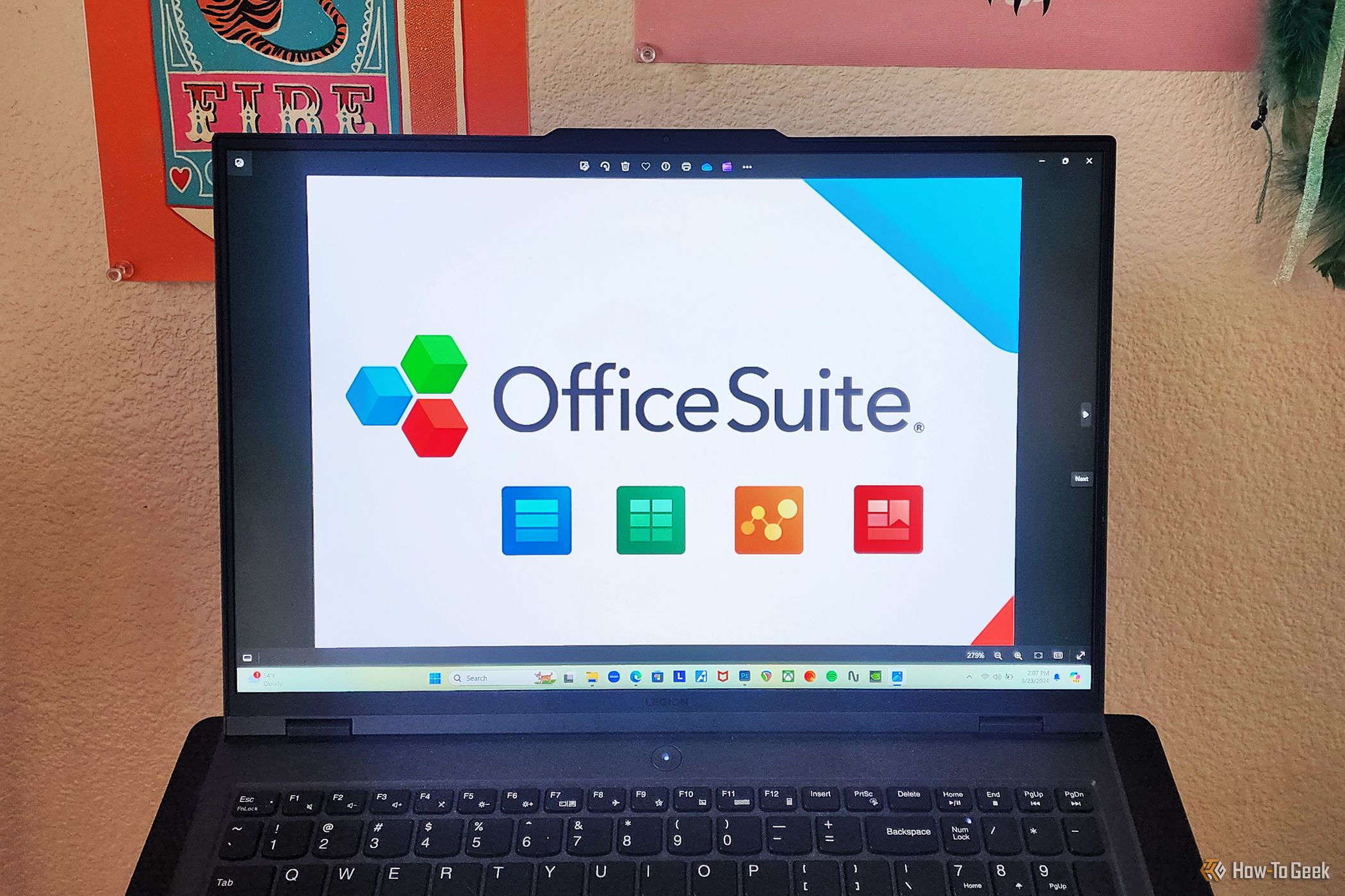 The OfficeSuite logo on a laptop.