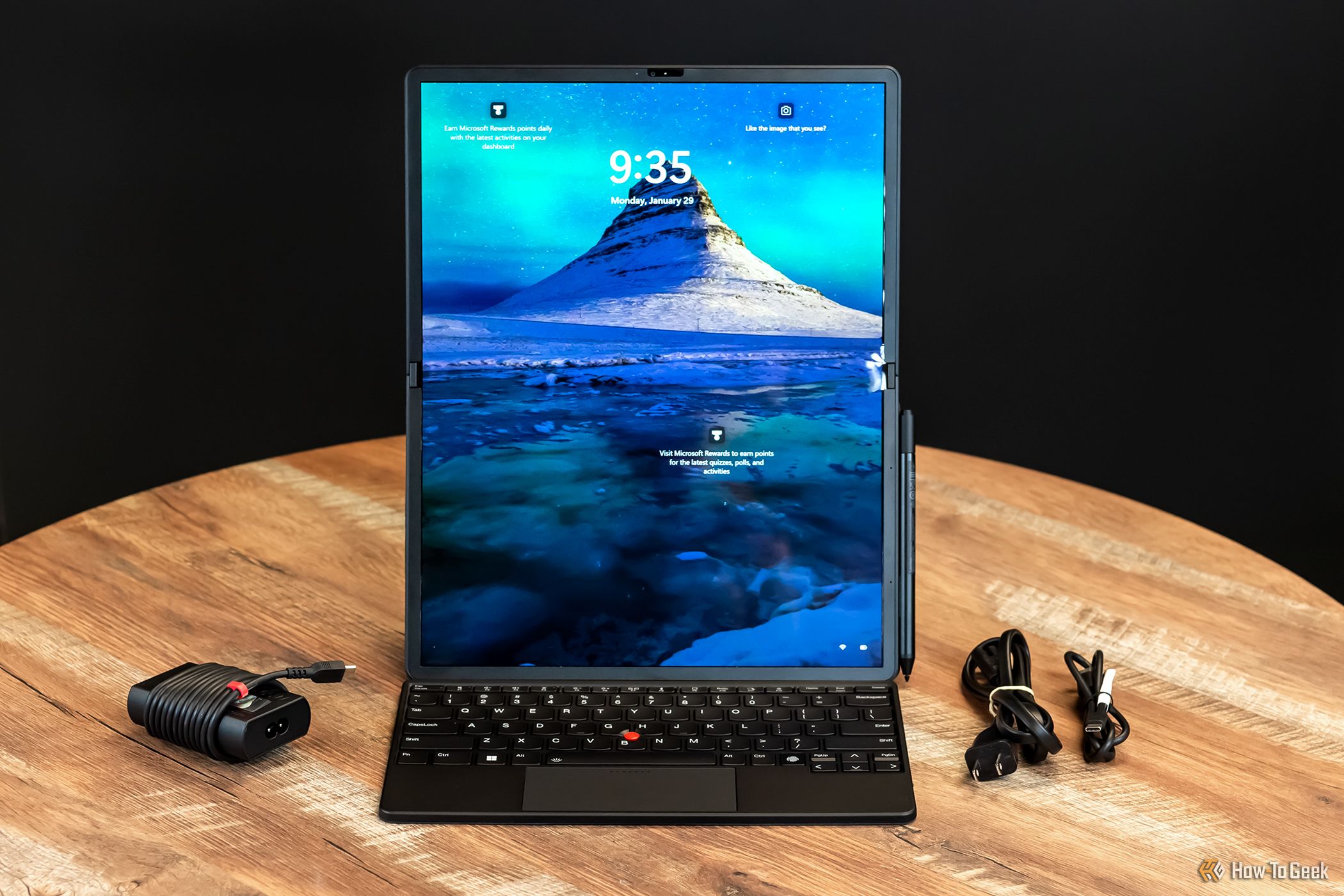 The Lenovo ThinkPad X1 Fold in the vertical orientation.