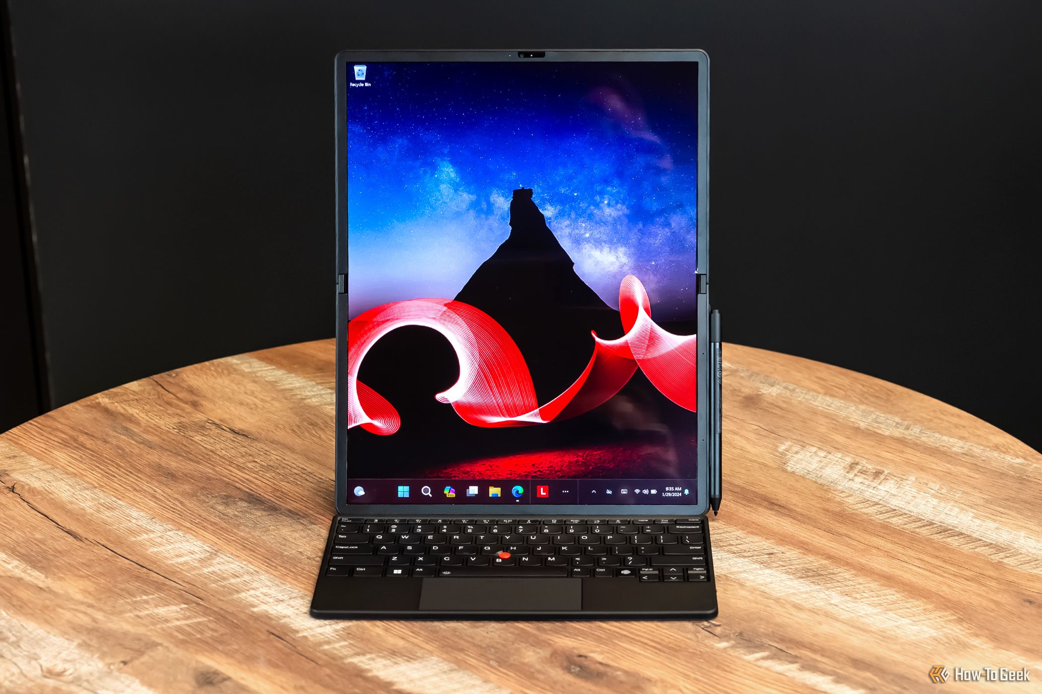 The Lenovo ThinkPad X1 Fold in the vertical orientation.