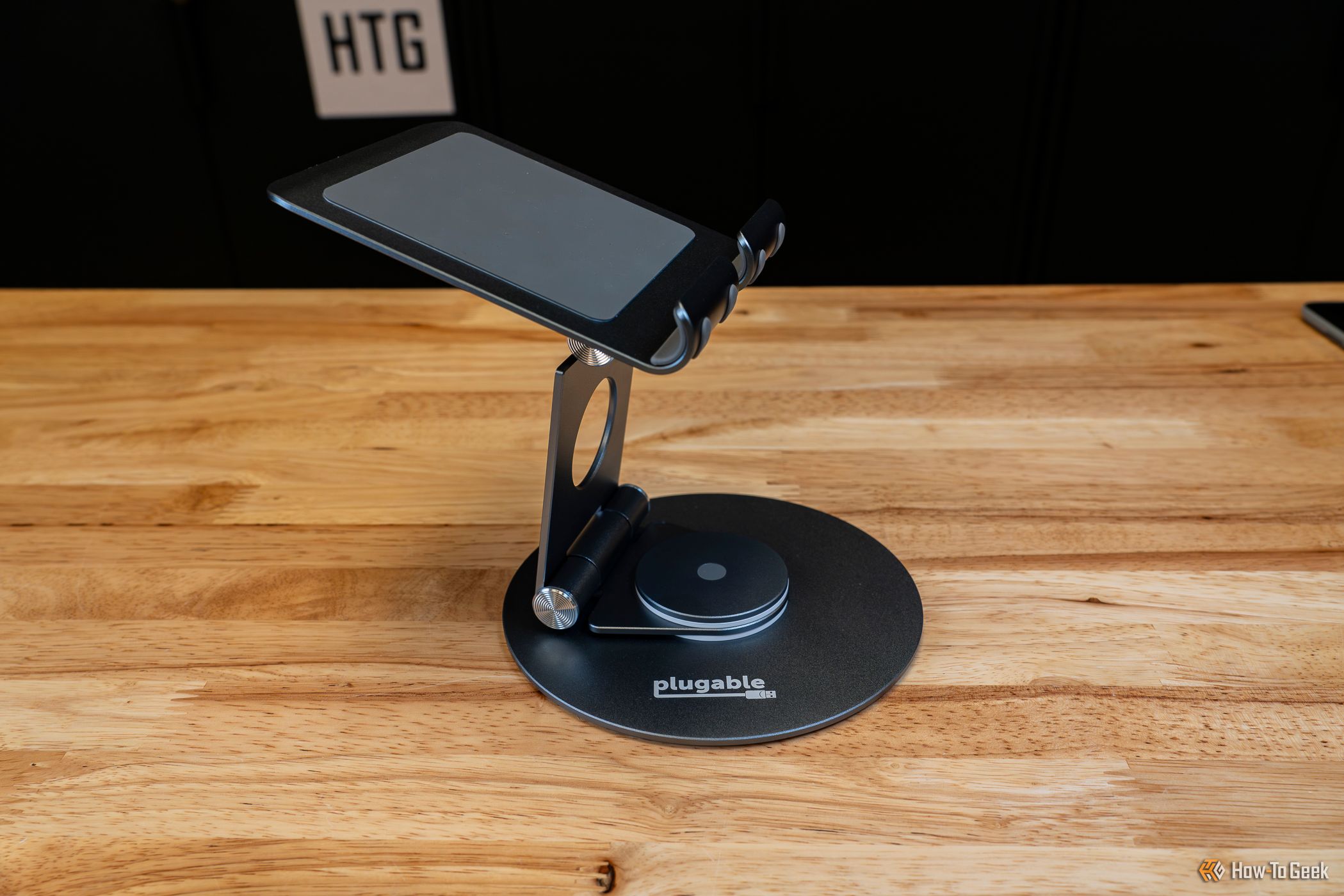 Universal Tablet Stand raised and tilted