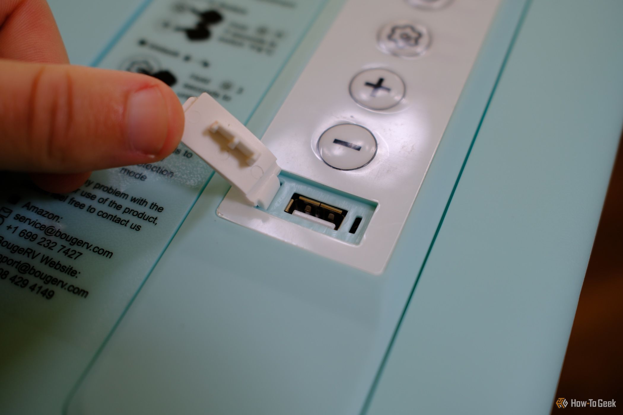 Usb-A port on the top of the BougeRV CR 12V Mini Fridge