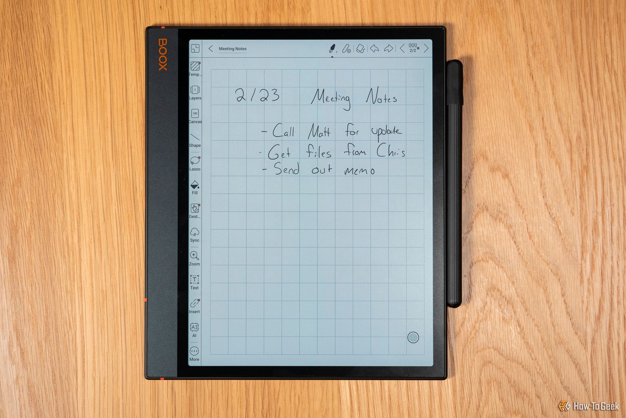 The notepad open on the Boox Note Air3 C.