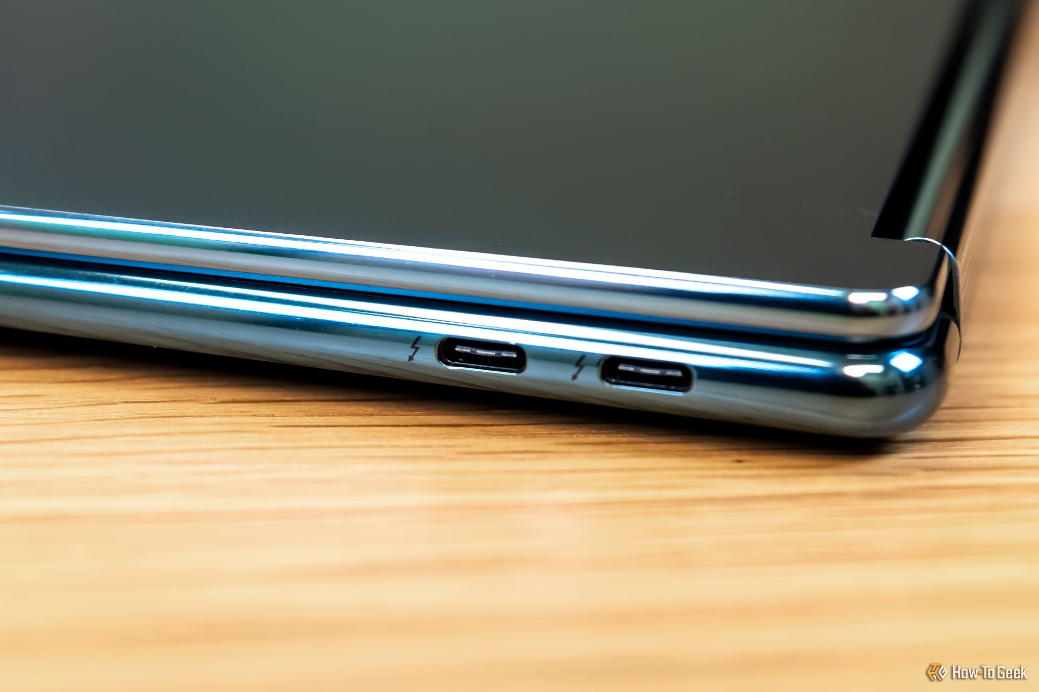 Ports on the Lenovo Yoga Book 9i.