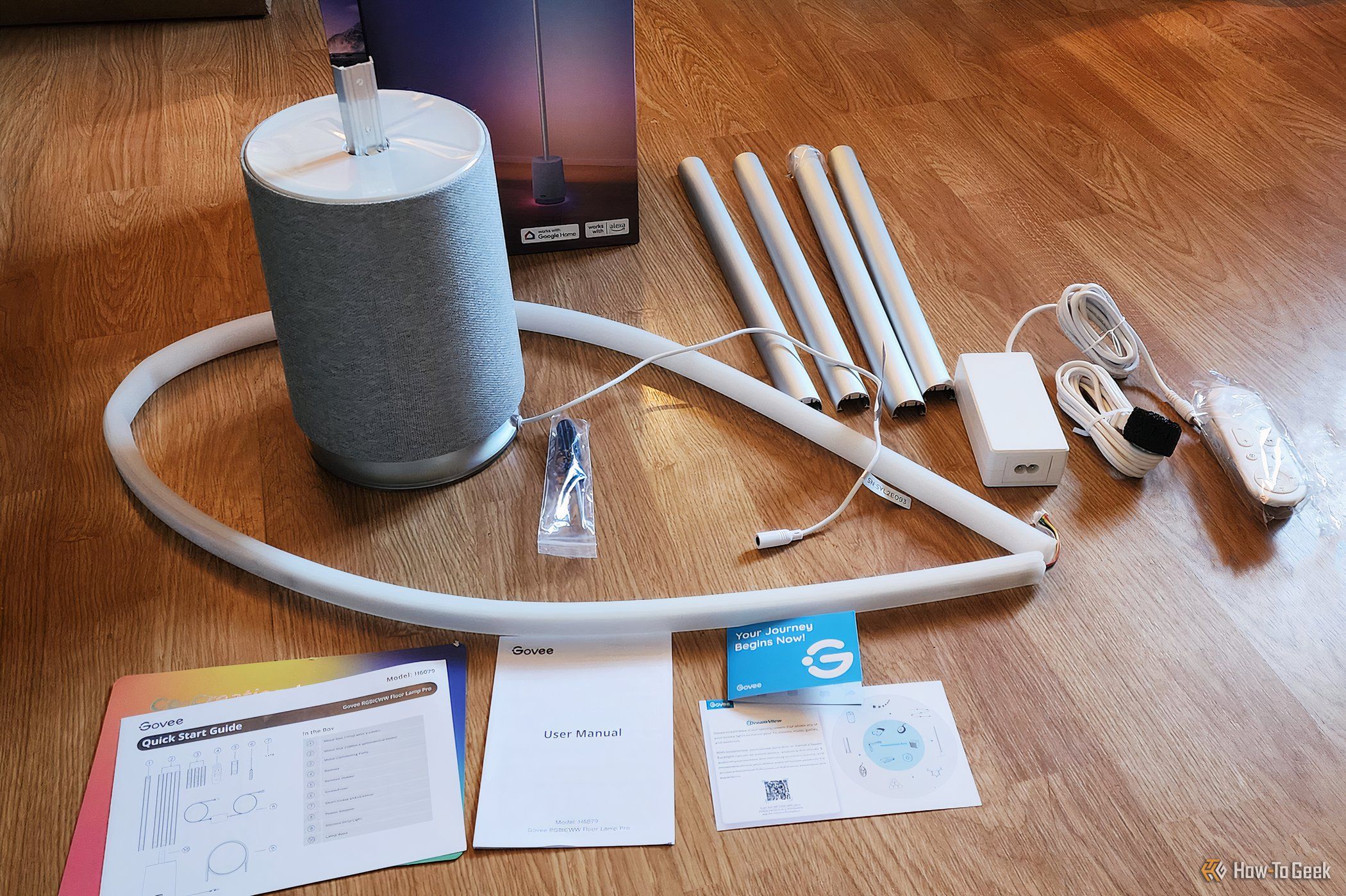 The contents of the Govee Floor Lamp Pro box 2.