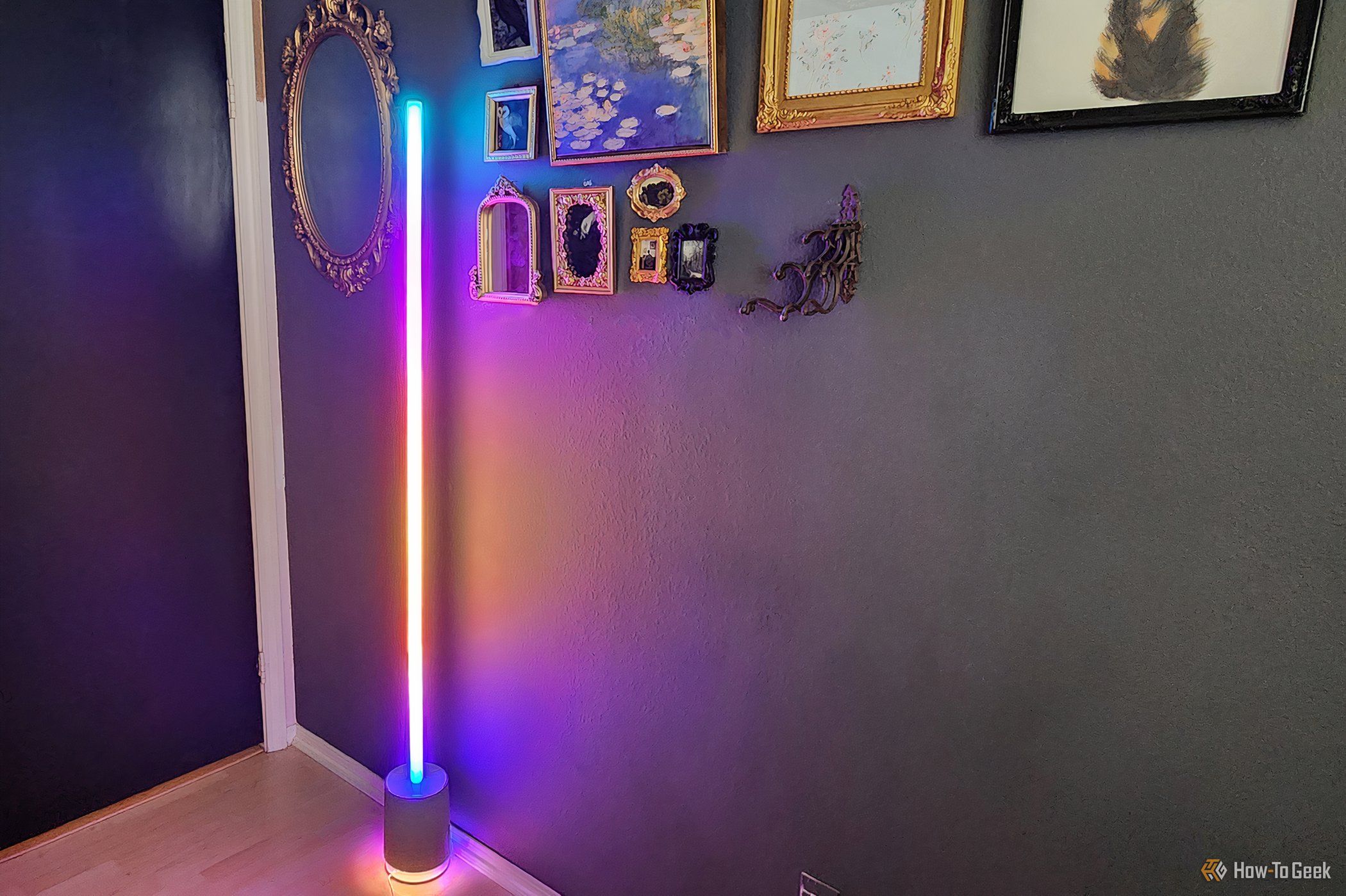 The Govee Floor Lamp Pro set to a multicolor scene setting.