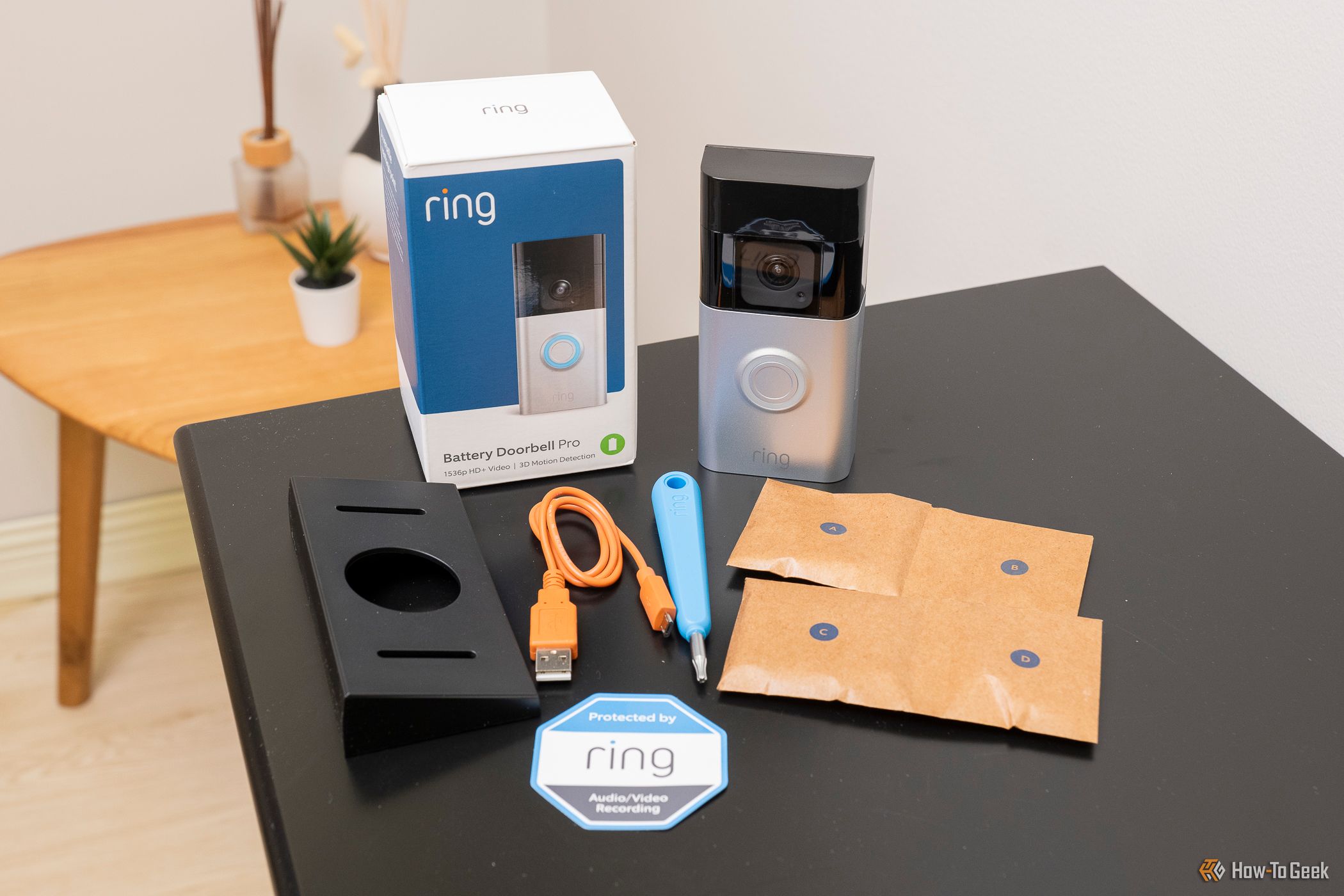 The Ring Battery Doorbell Pro with tools