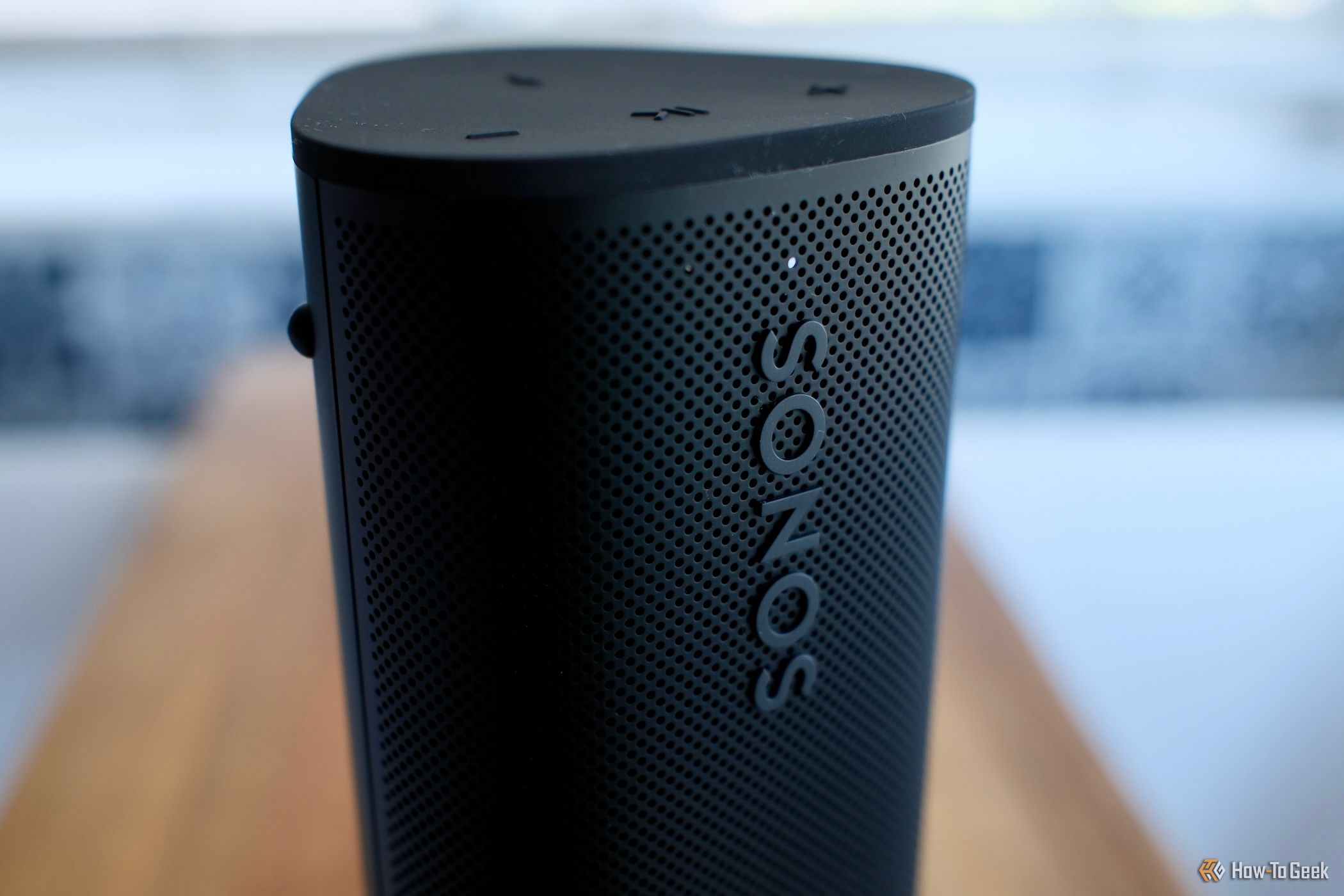 Showing the top of the Sonos Roam 2 speaker