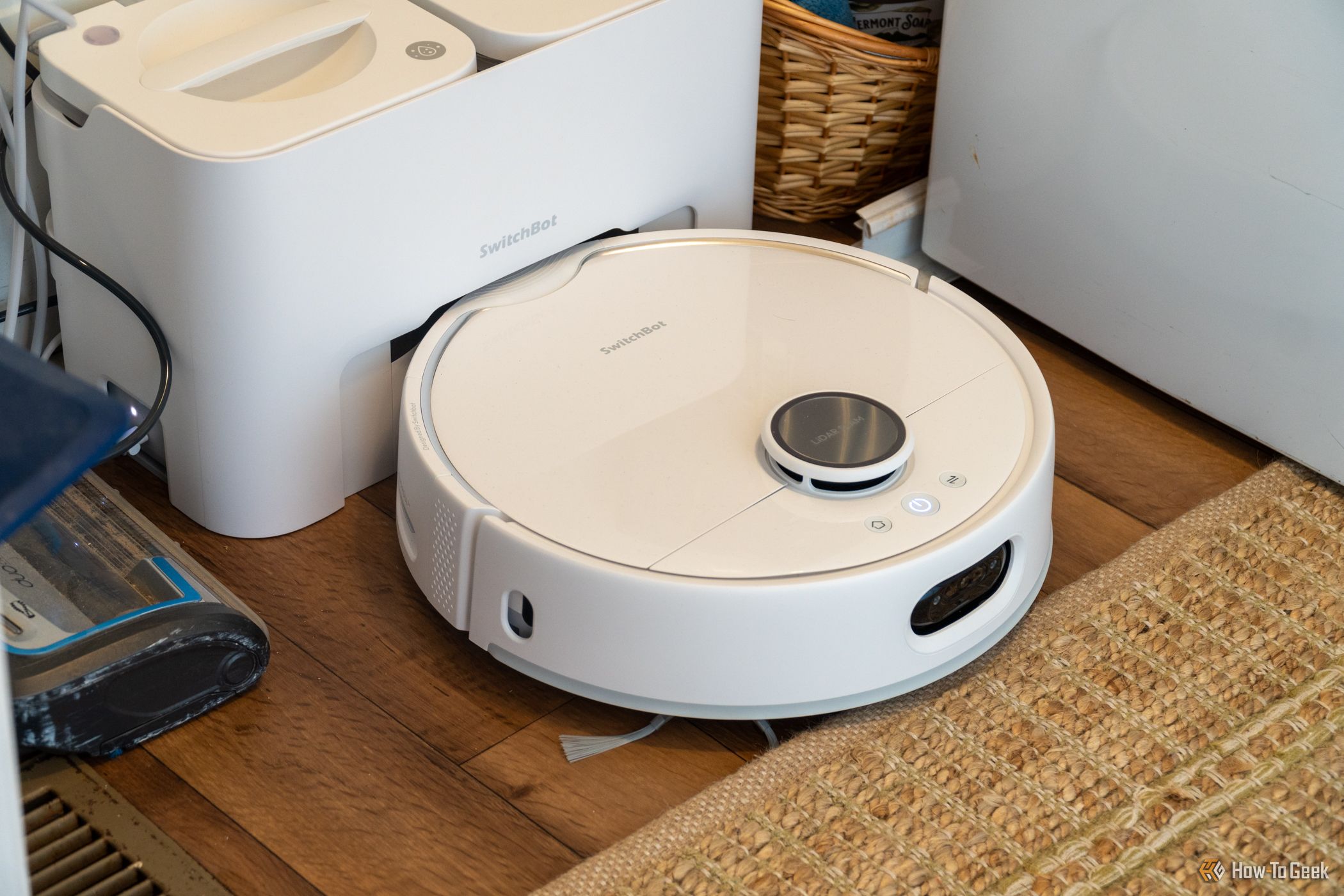 SwitchBot S10 Robot Vacuum At Water Station