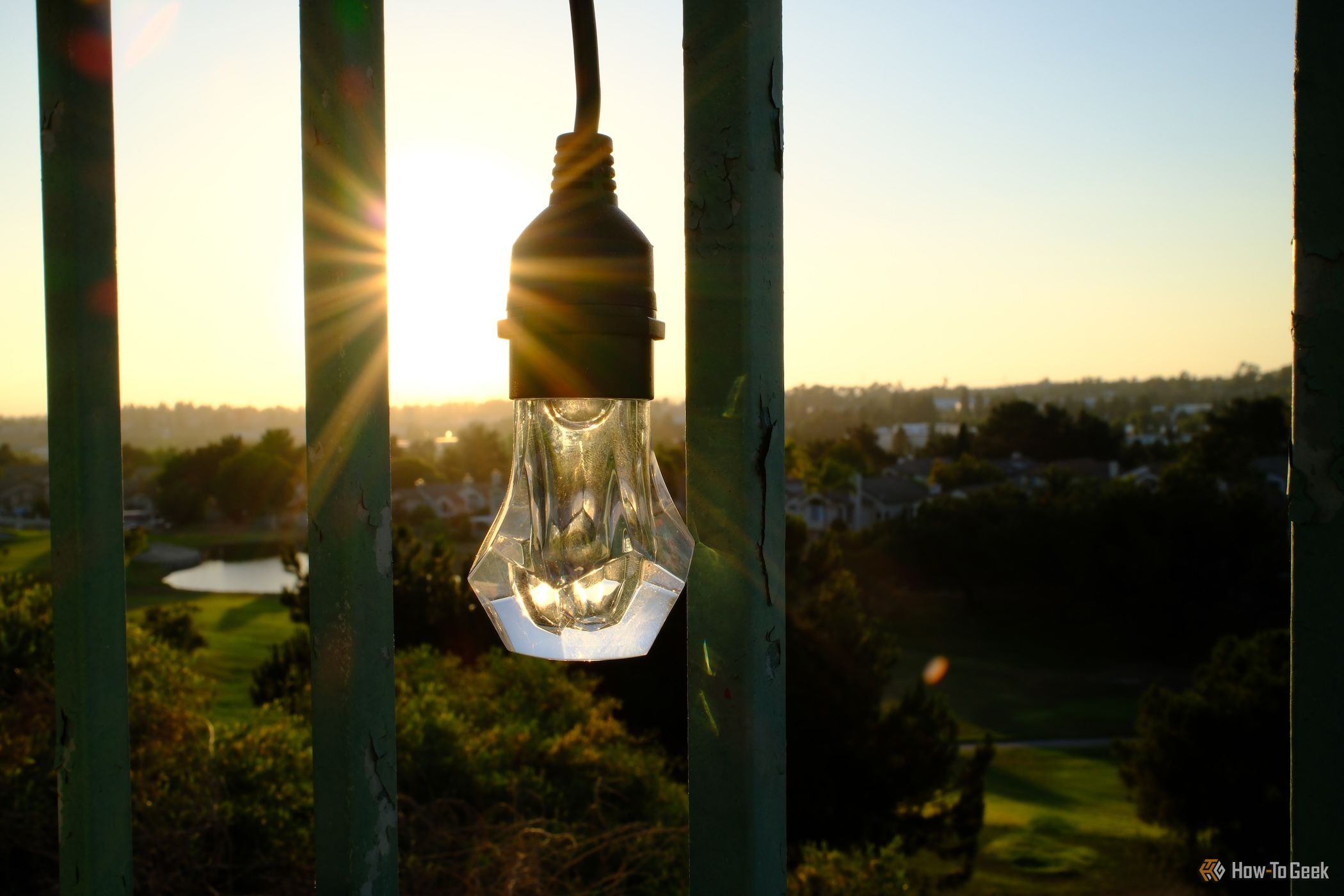 showing the shape of the Nanoleaf Essentials Matter Outdoor String Lights bulb