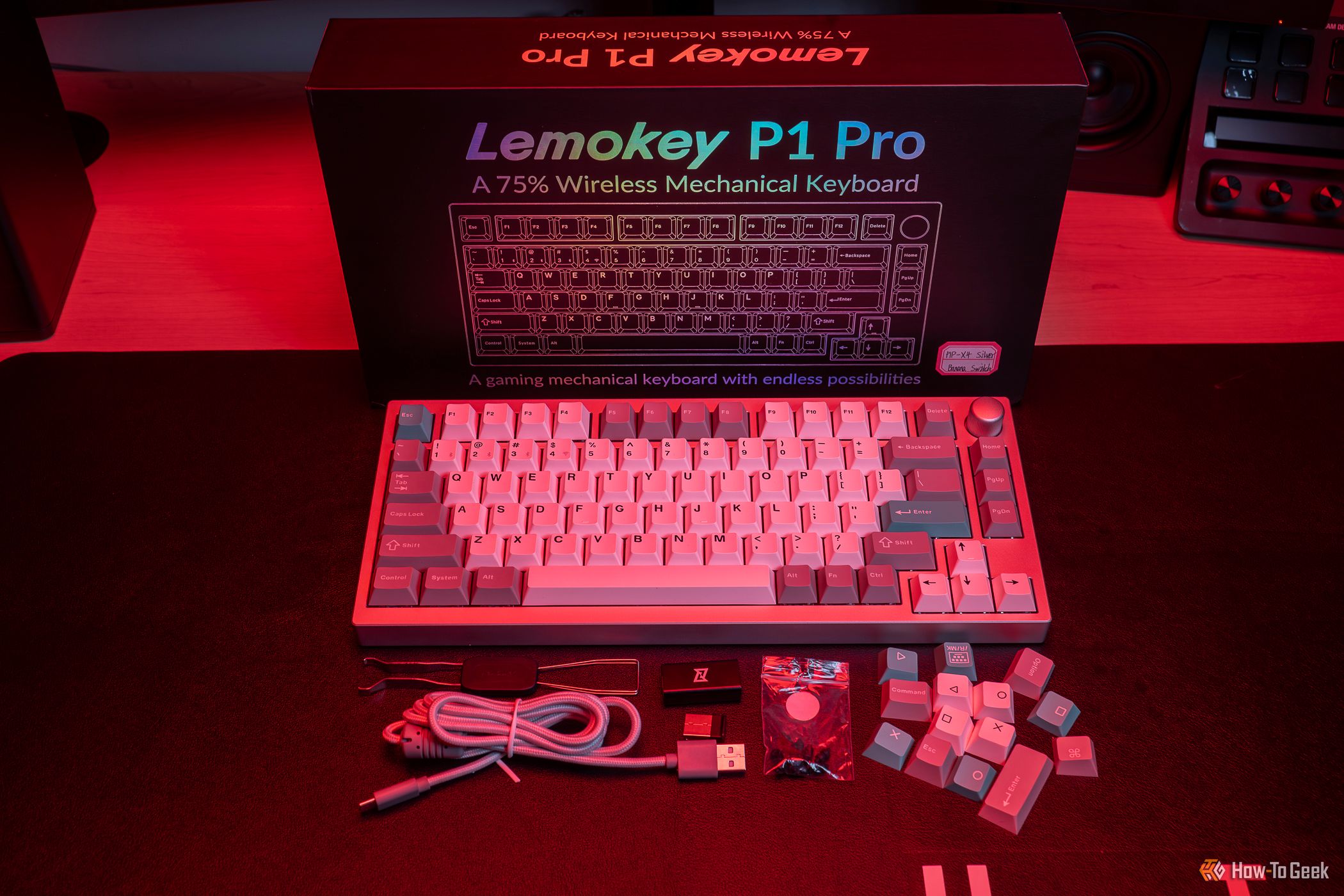 The Keychron Lemokey P1 with included accessories and box