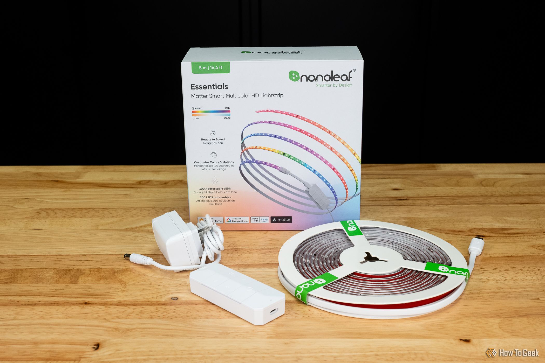 The Nanoleaf Essentials Matter Lightstrip with controller and box