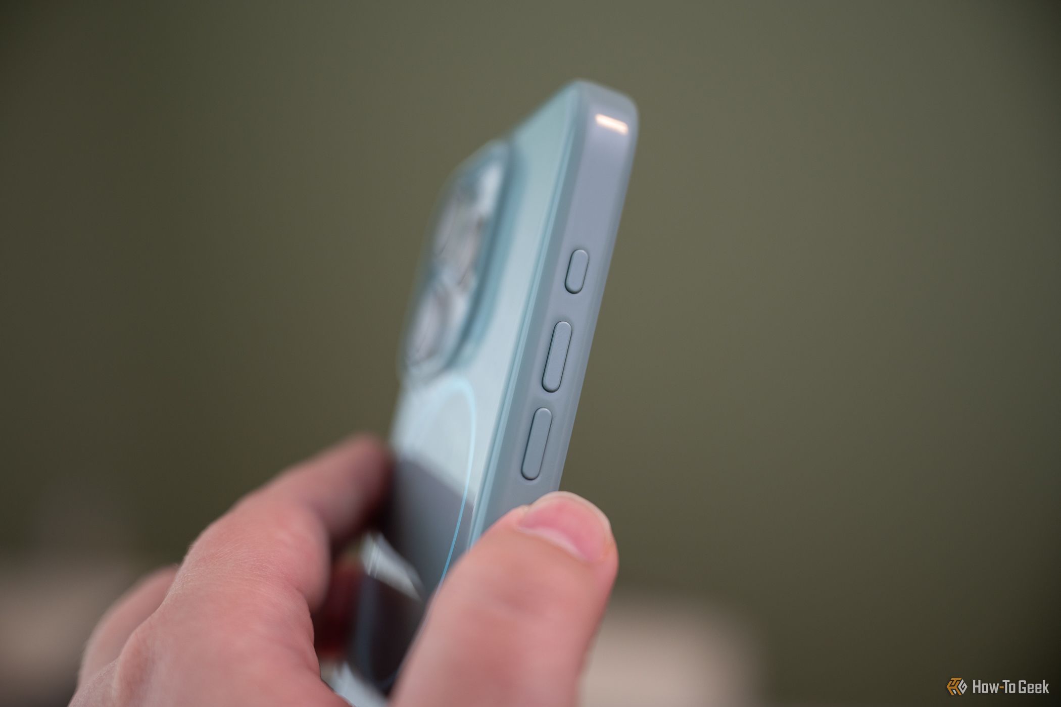 Volume and Action buttons on the Beats iPhone Case With MagSafe