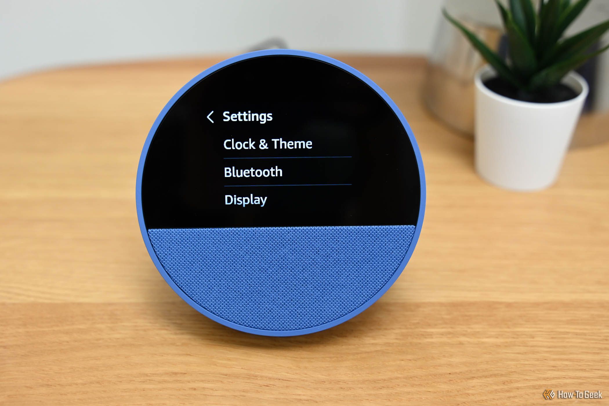 Settings menu on the Amazon Echo Spot