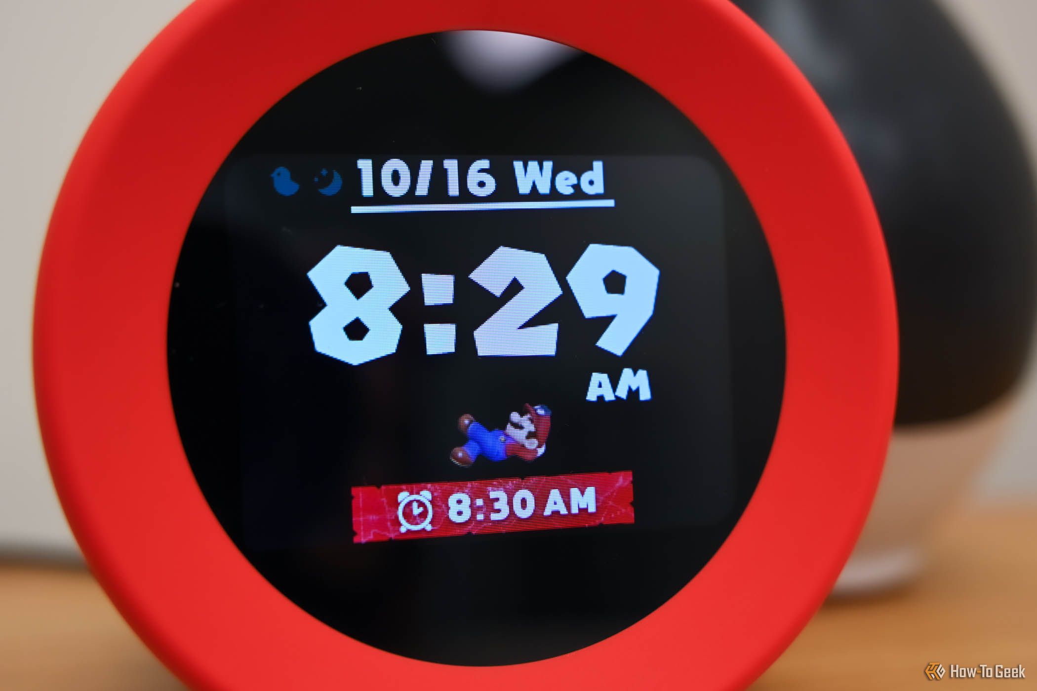 Time on the Nintendo Alarmo with an upcoming Mario alarm