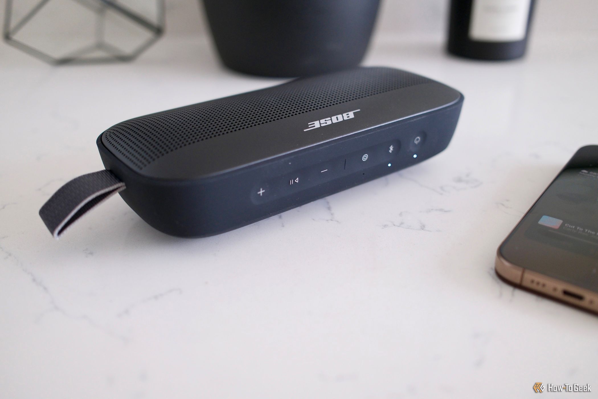 Bose SoundLink Flex (2nd Gen) lying on a counter