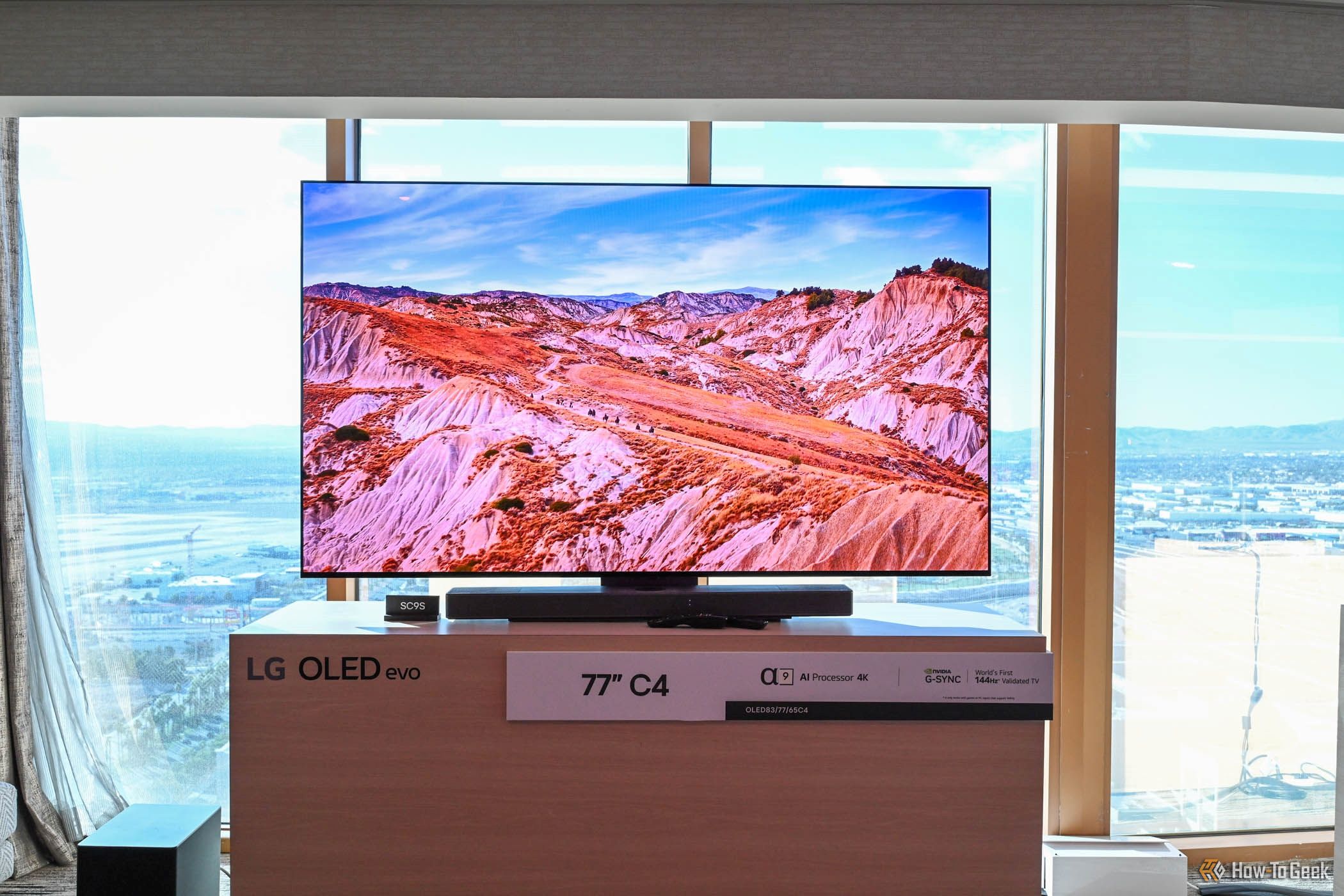 LG C4 OLED evo TV with a LG SC9S Soundbar at CES 2024