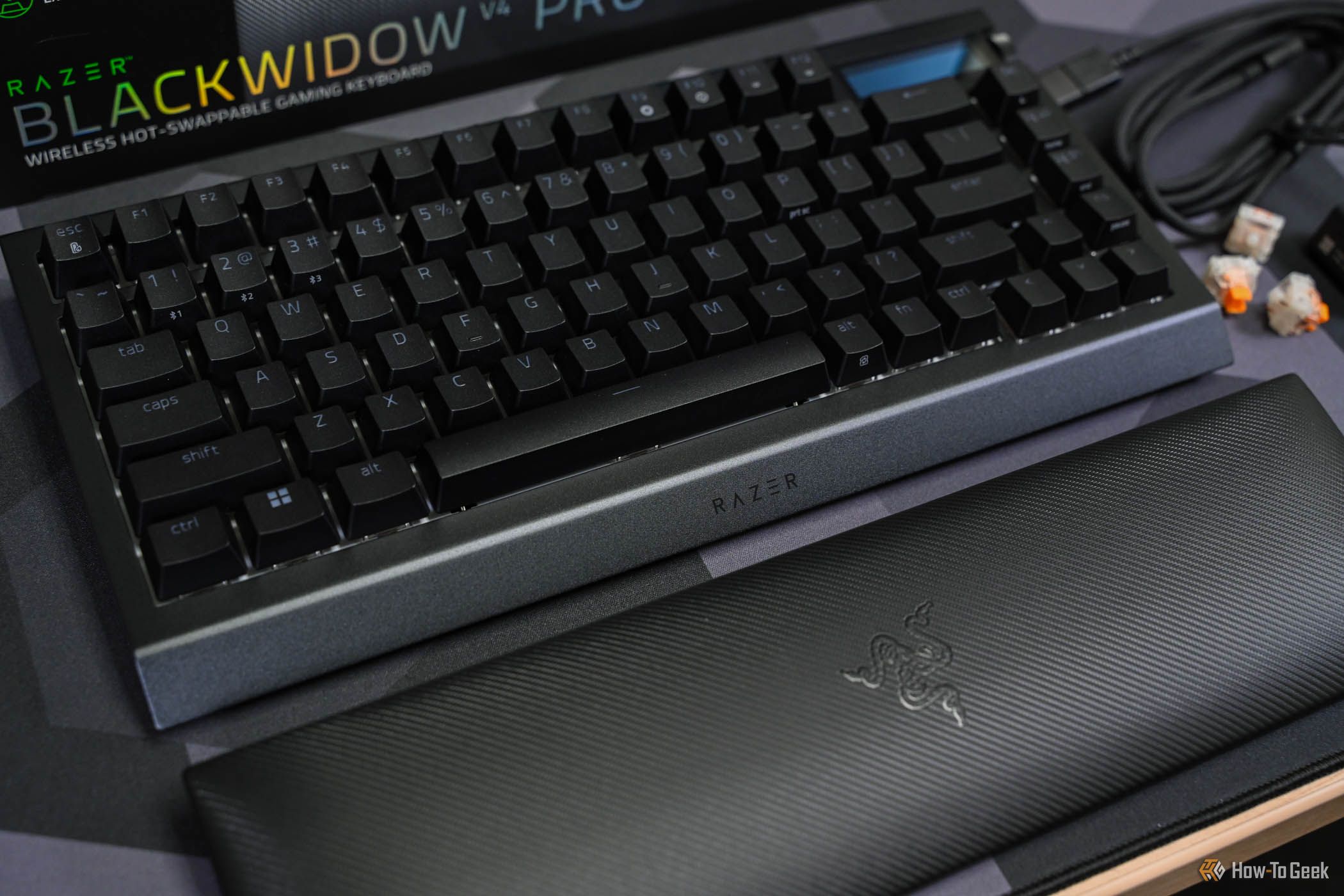 The wrist rest under the Razer BlackWidow V4 Pro 75%.