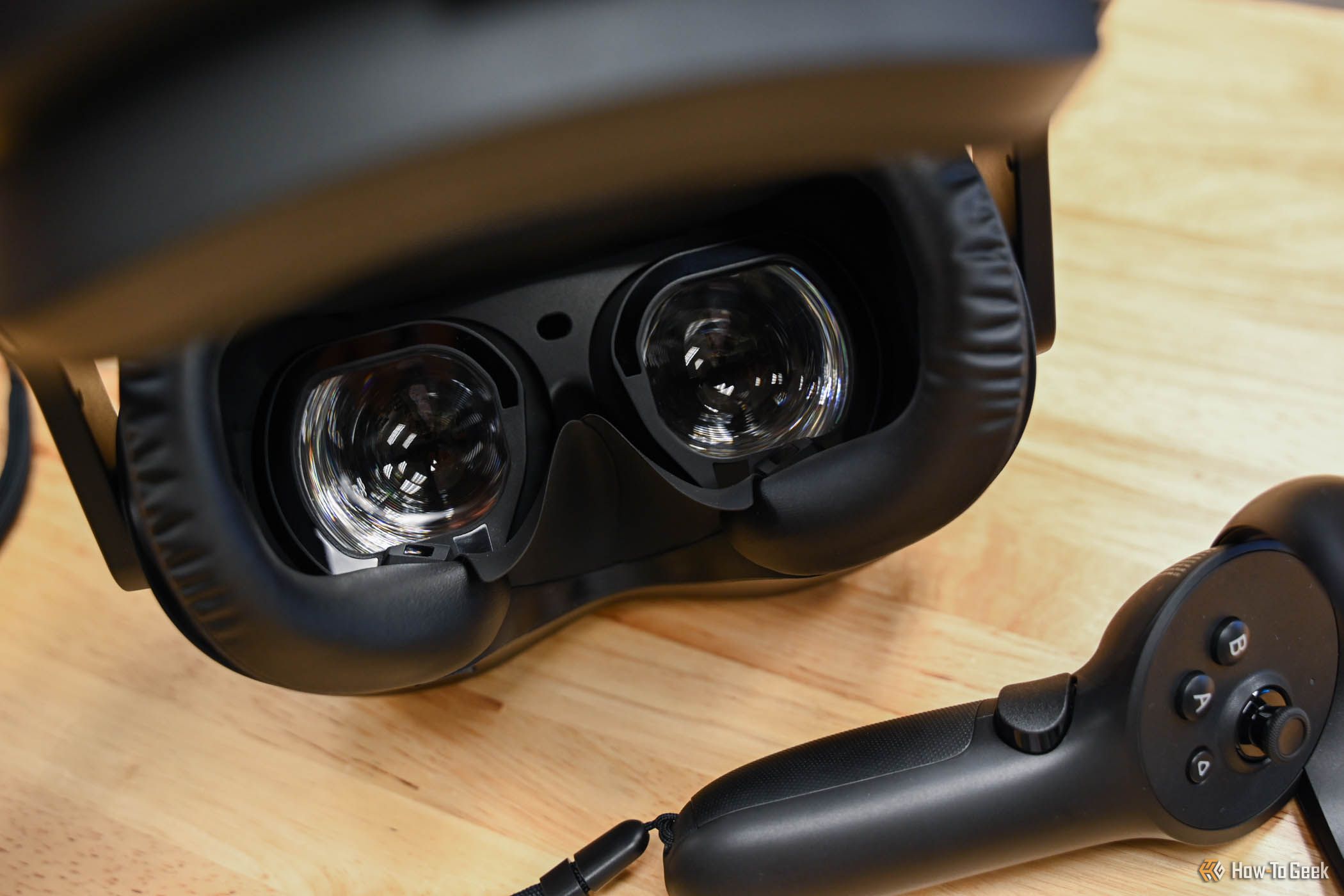 Inside of the HTC VIVE Focus Vision virtual reality headset.