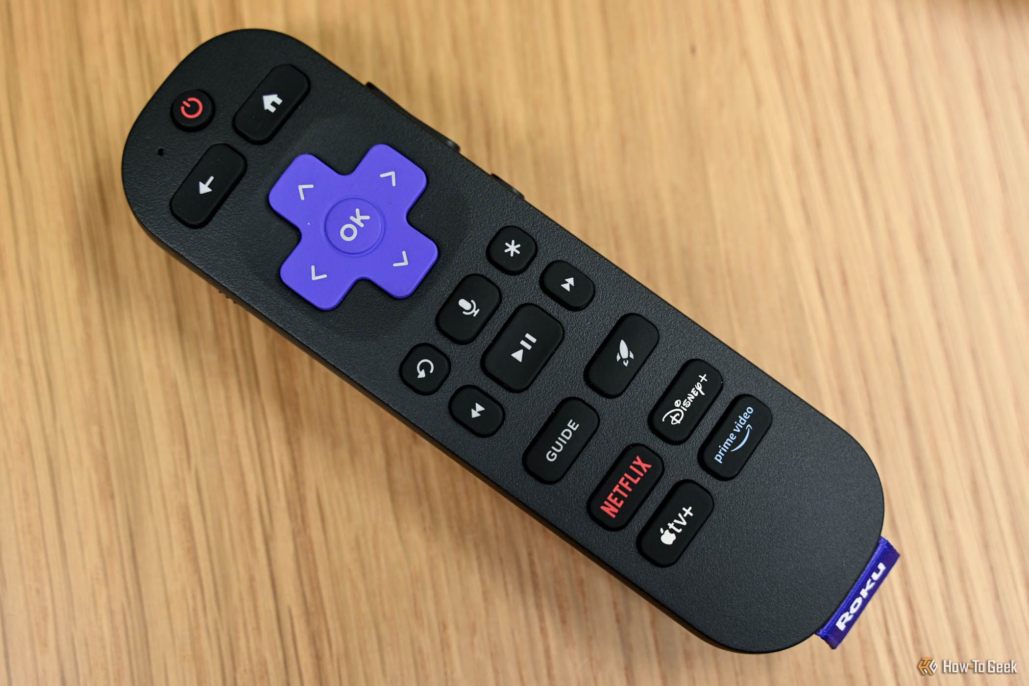 Buttons on the Roku Voice Remote Pro.