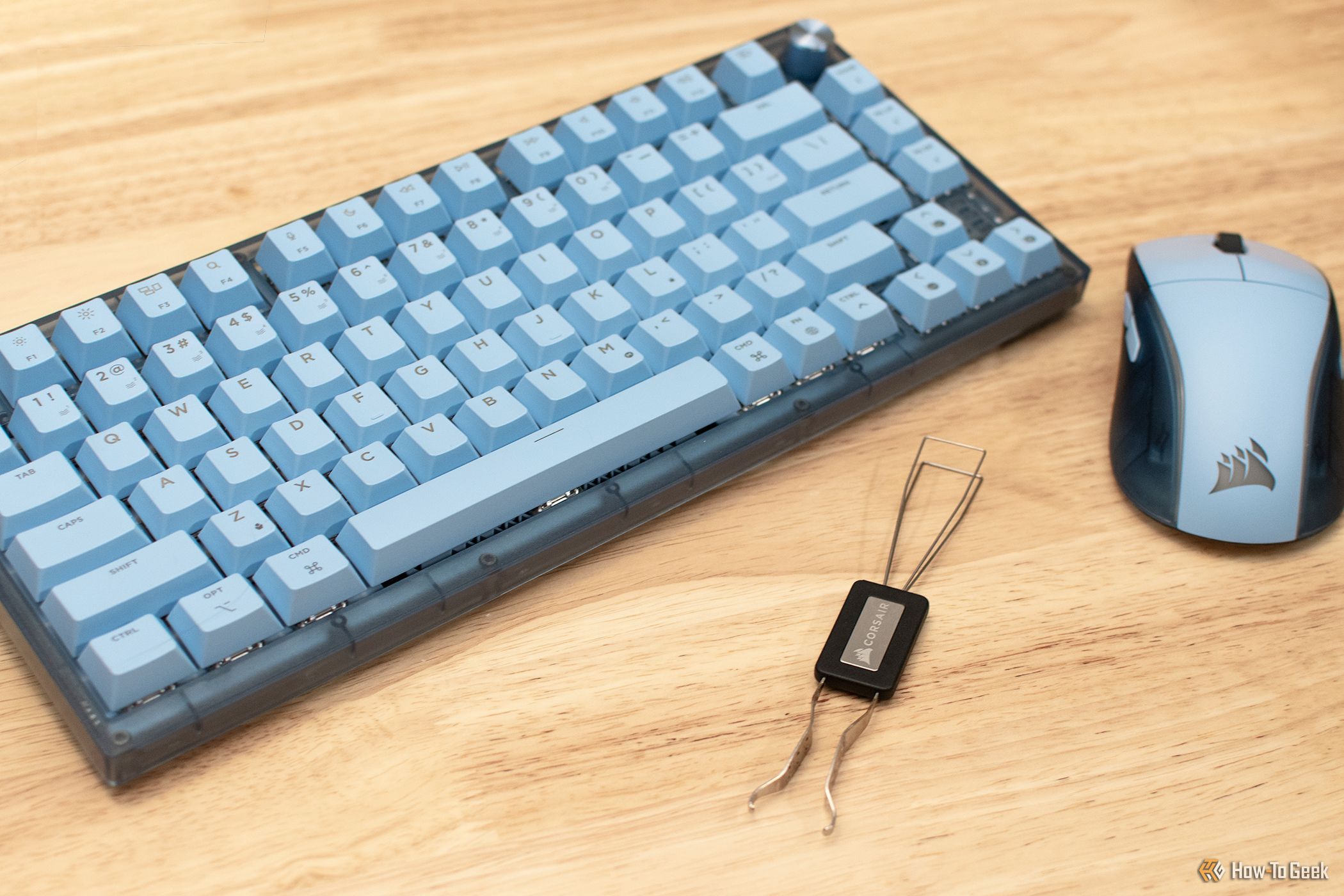 Corsair K65 Apple Edition mechanical Mac keyboard with Corsair mouse.