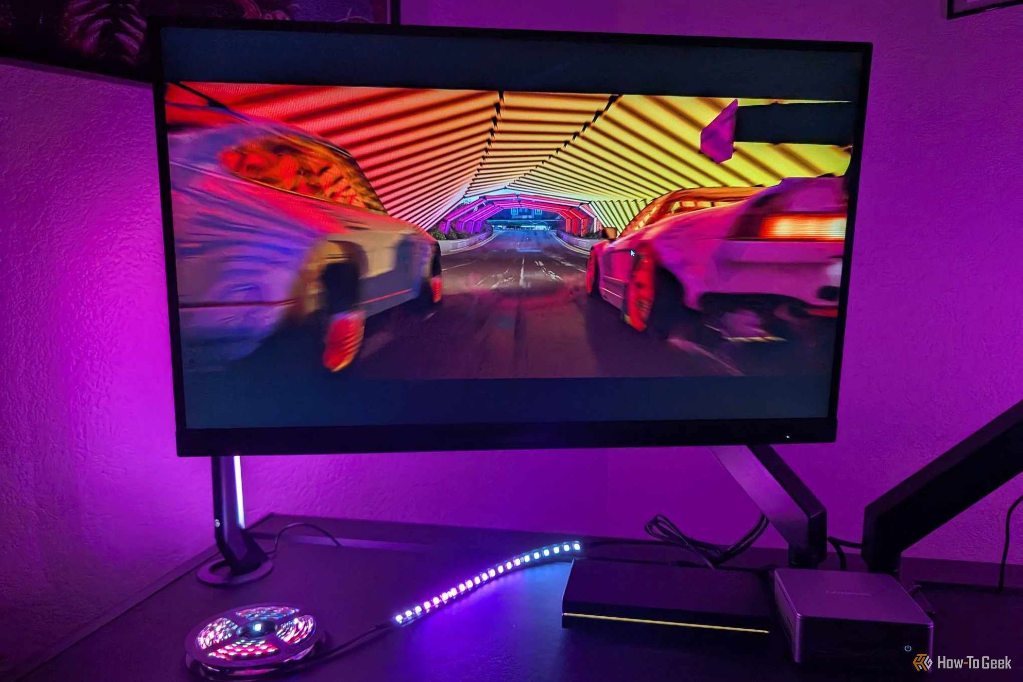 Govee AI Sync Box 2 depicting Forza Horizon 5 with backlighting.