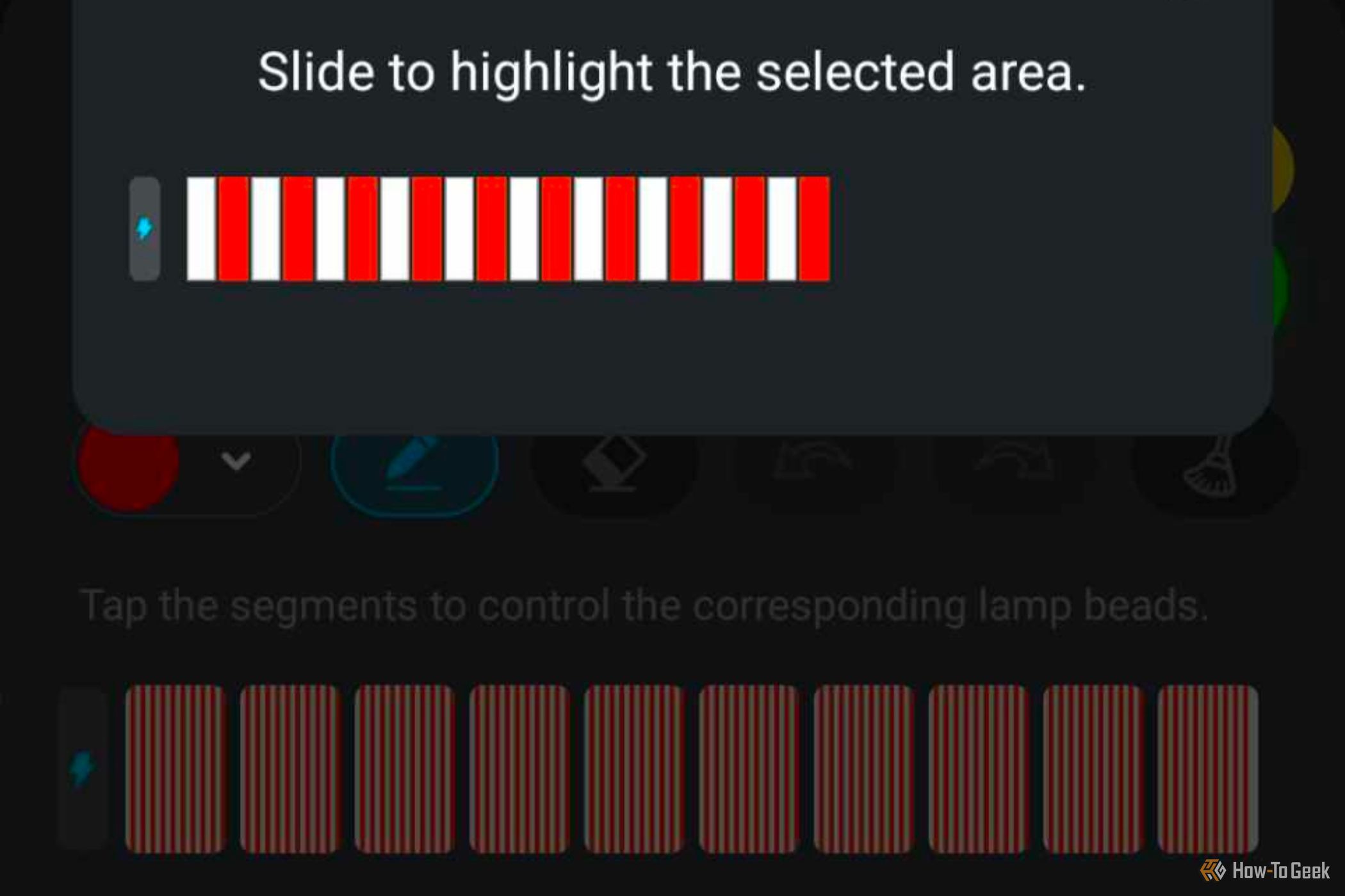 Govee App showing alternating white and red light display.