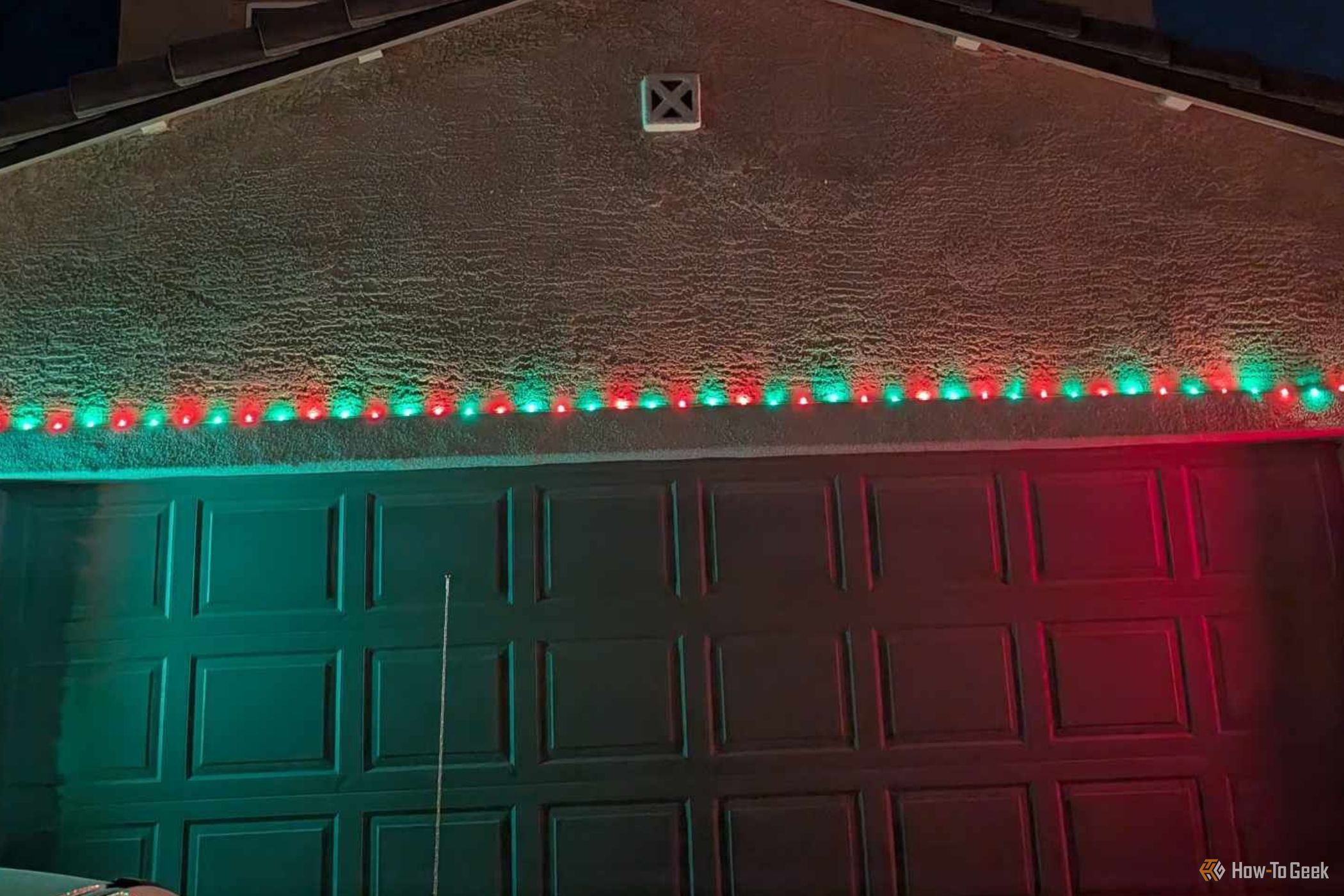 Govee Christmas Lights displaying alternating red and green.