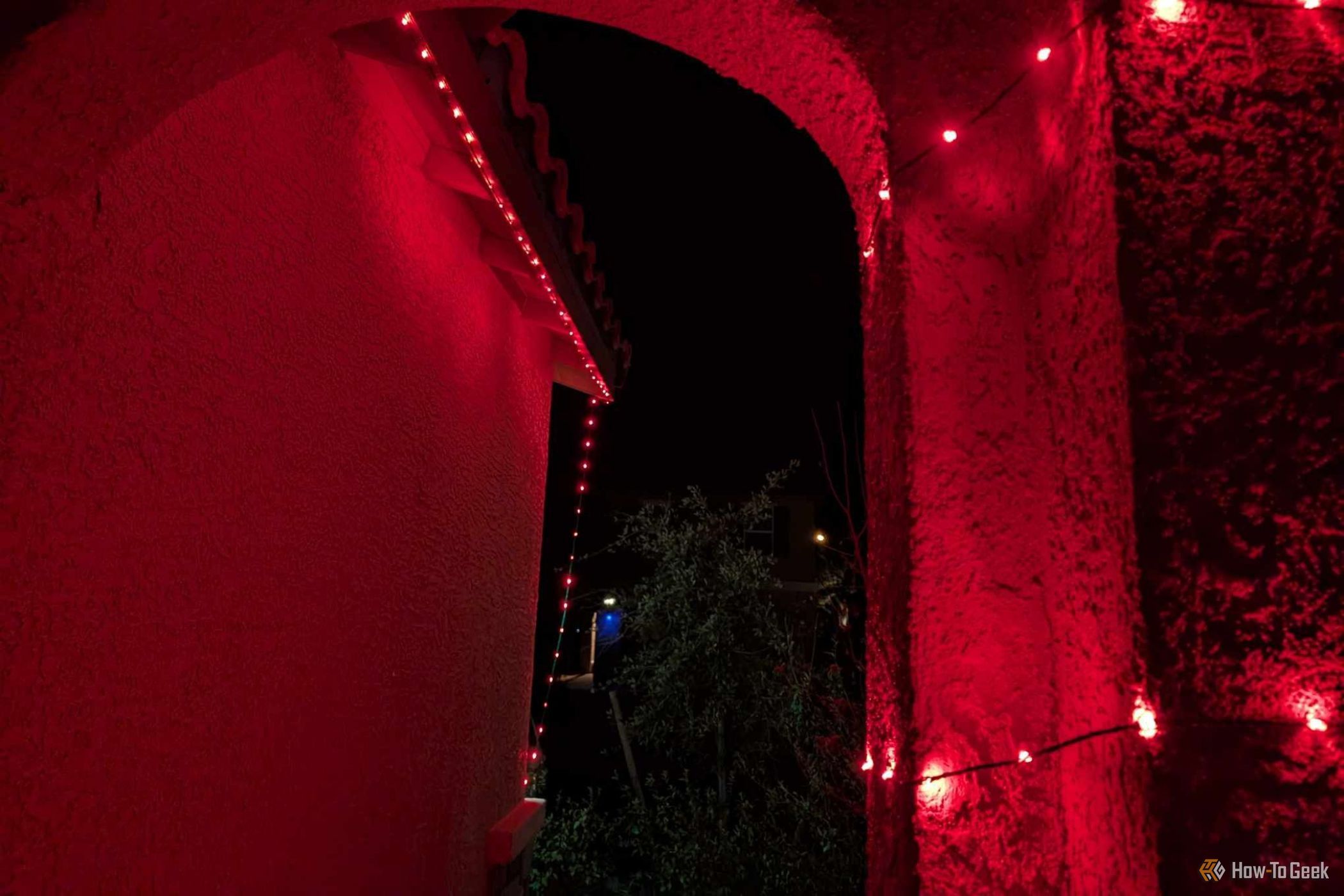 Govee Christmas Lights displaying in a singular red color.