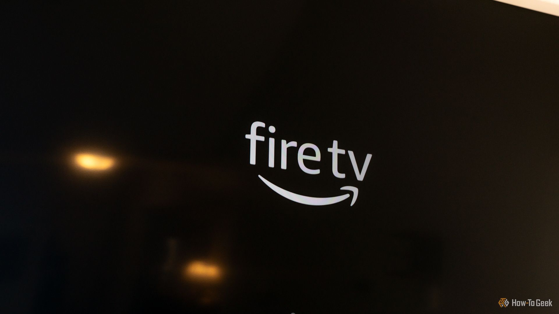 The Amazon Fire TV logo on a TV screen.