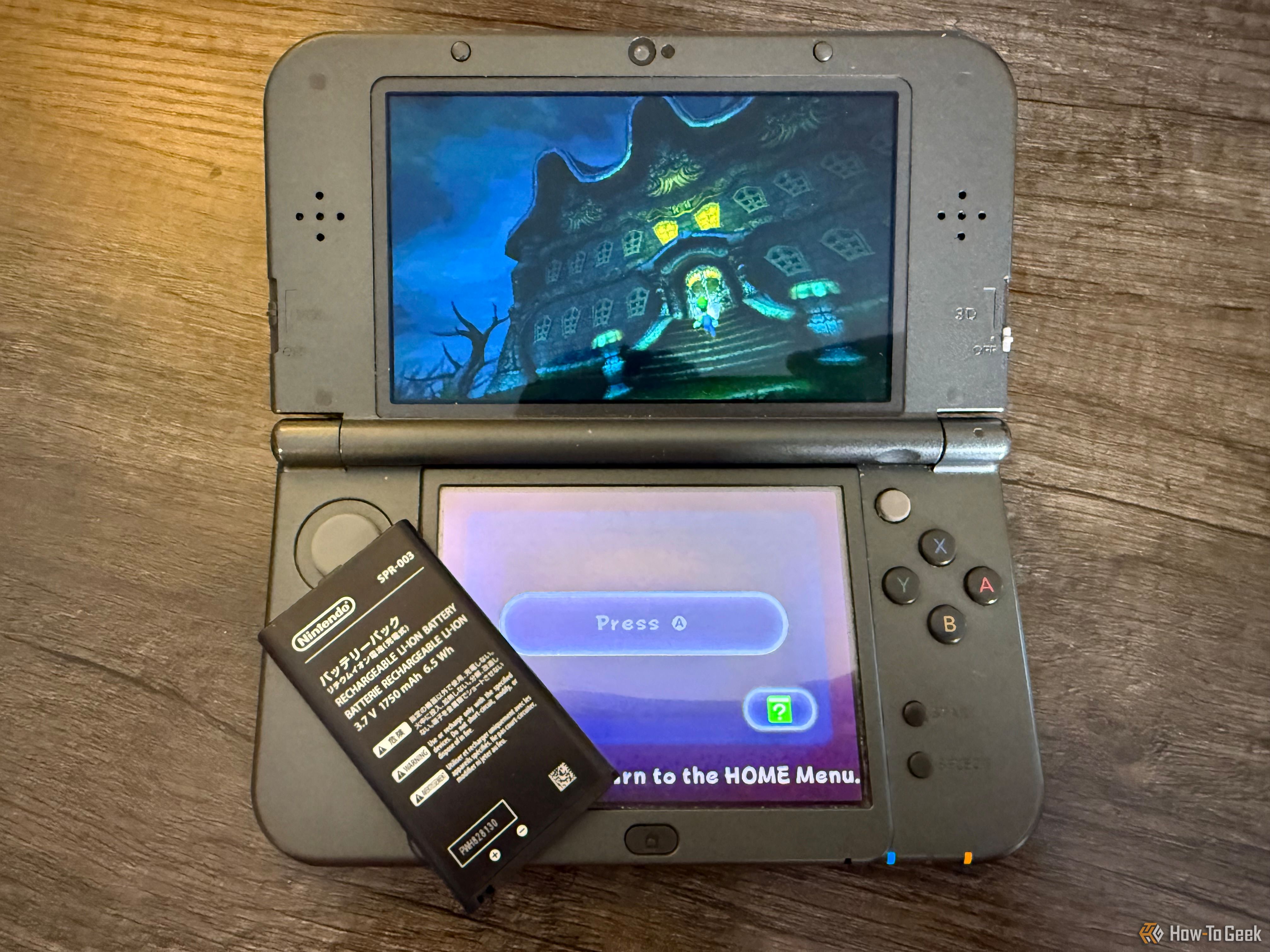 Luigi's Mansion on a 3DS with a battery pack.