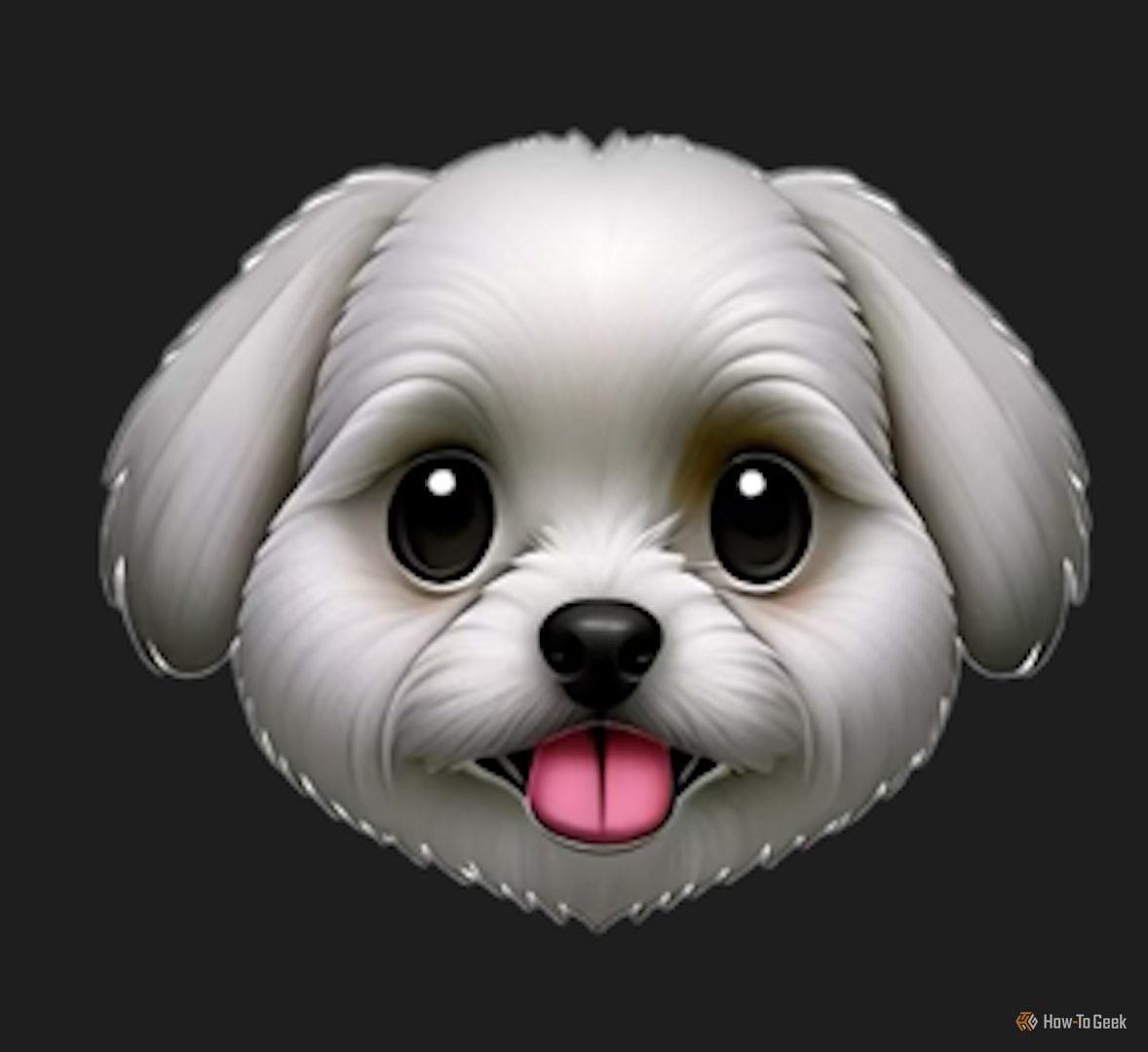 Maltese dog emoji face made in Genmoji.