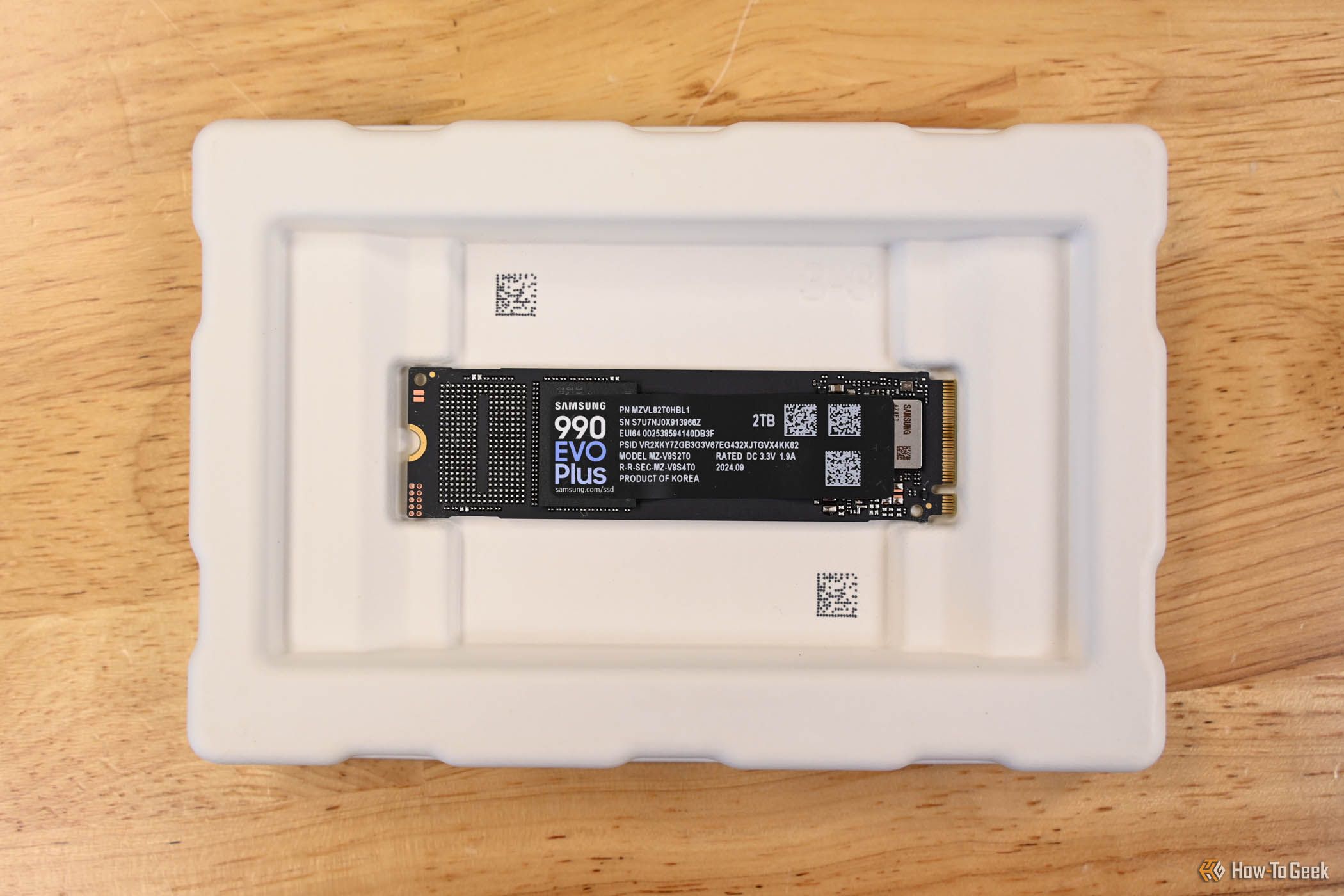 The Samsung NVMe SSD 990 EVO Plus packaging.