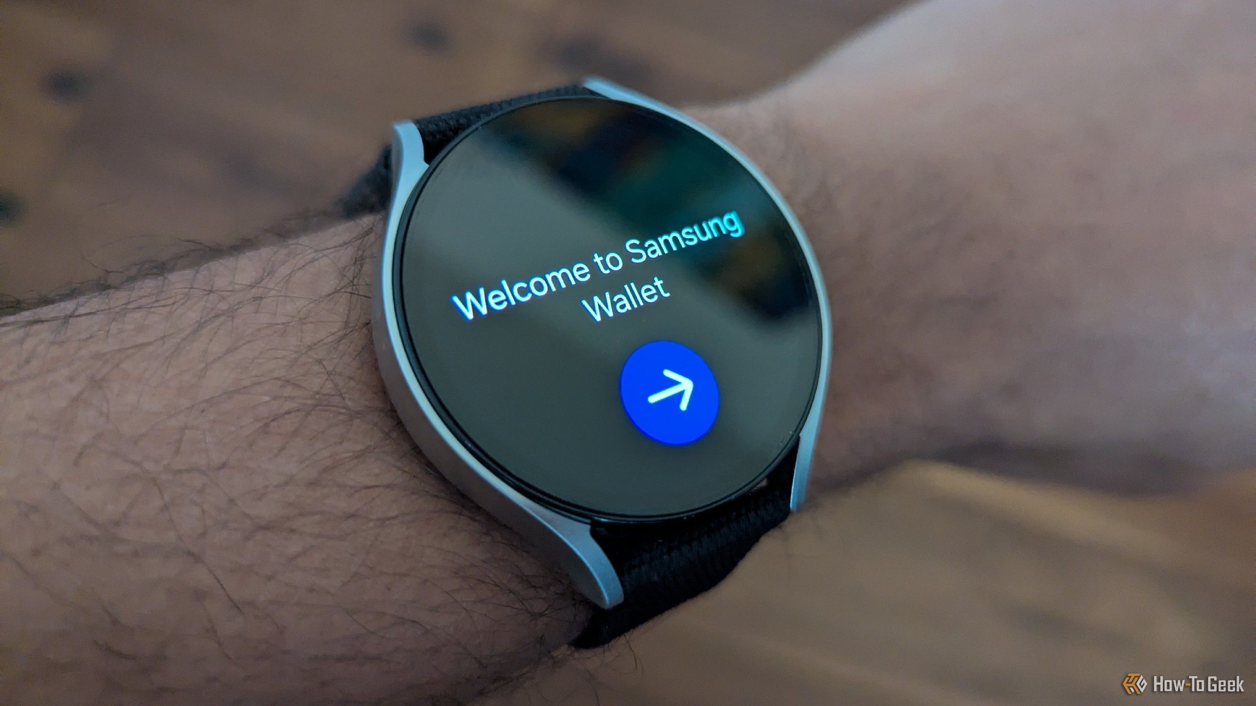 A Galaxy Watch 6 displaying Samsung Wallet.