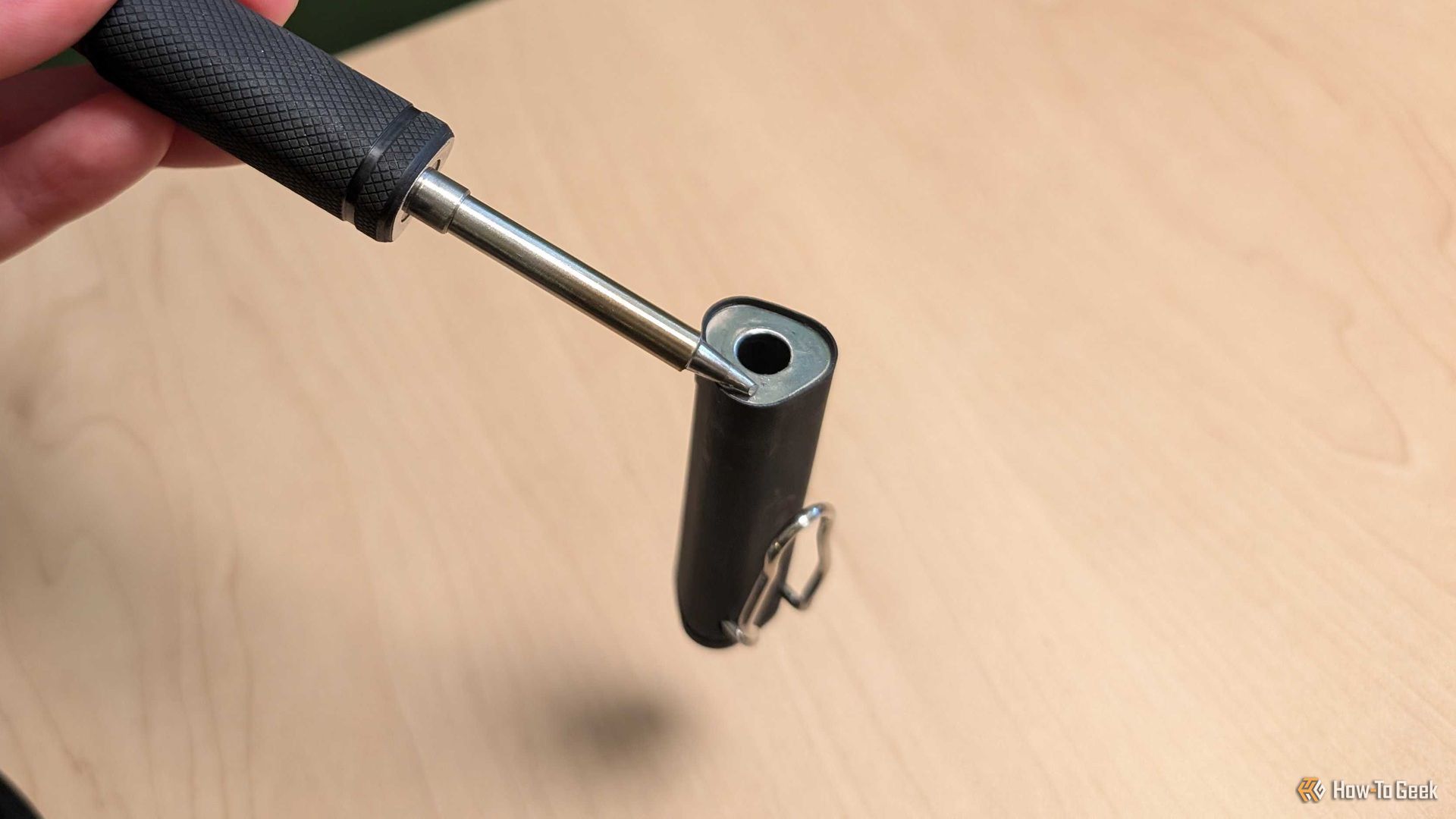 Cap Magnetically Attached to iFixit Soldering Iron.