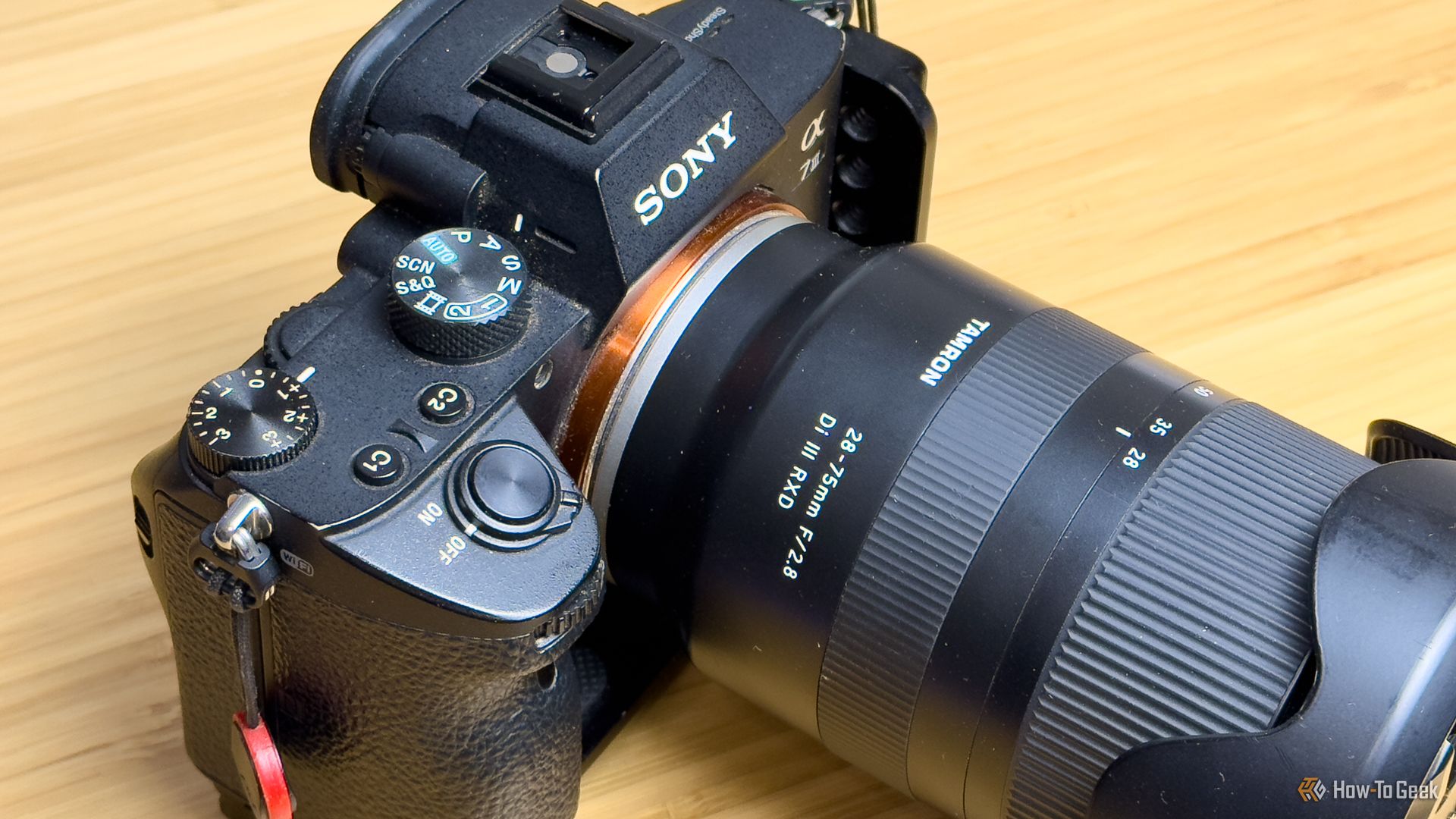 A side view of the Sony A7 III camera where the shutter button is.