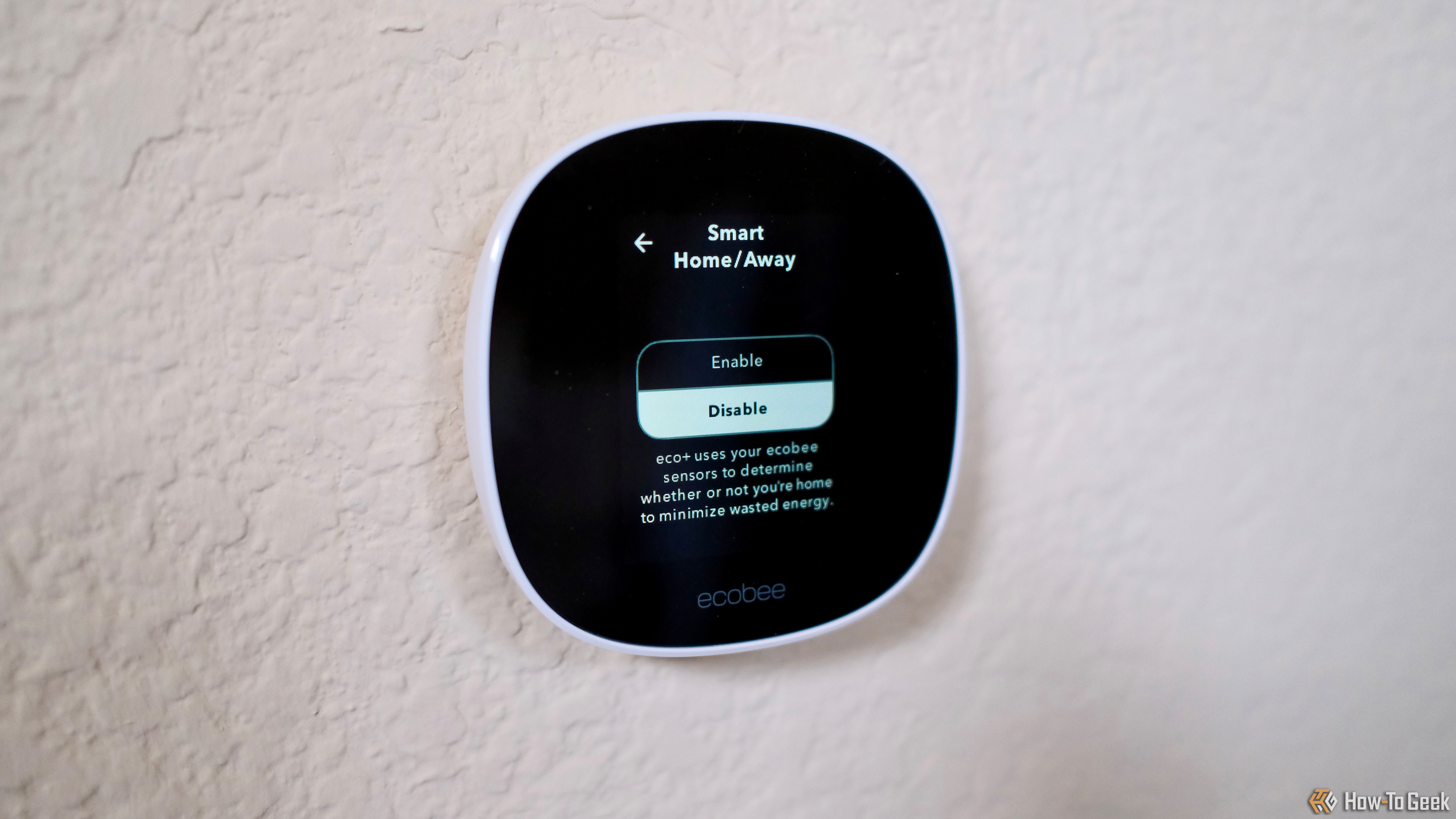 Ecobee Smart Thermostat Essential showing eco+ menu.