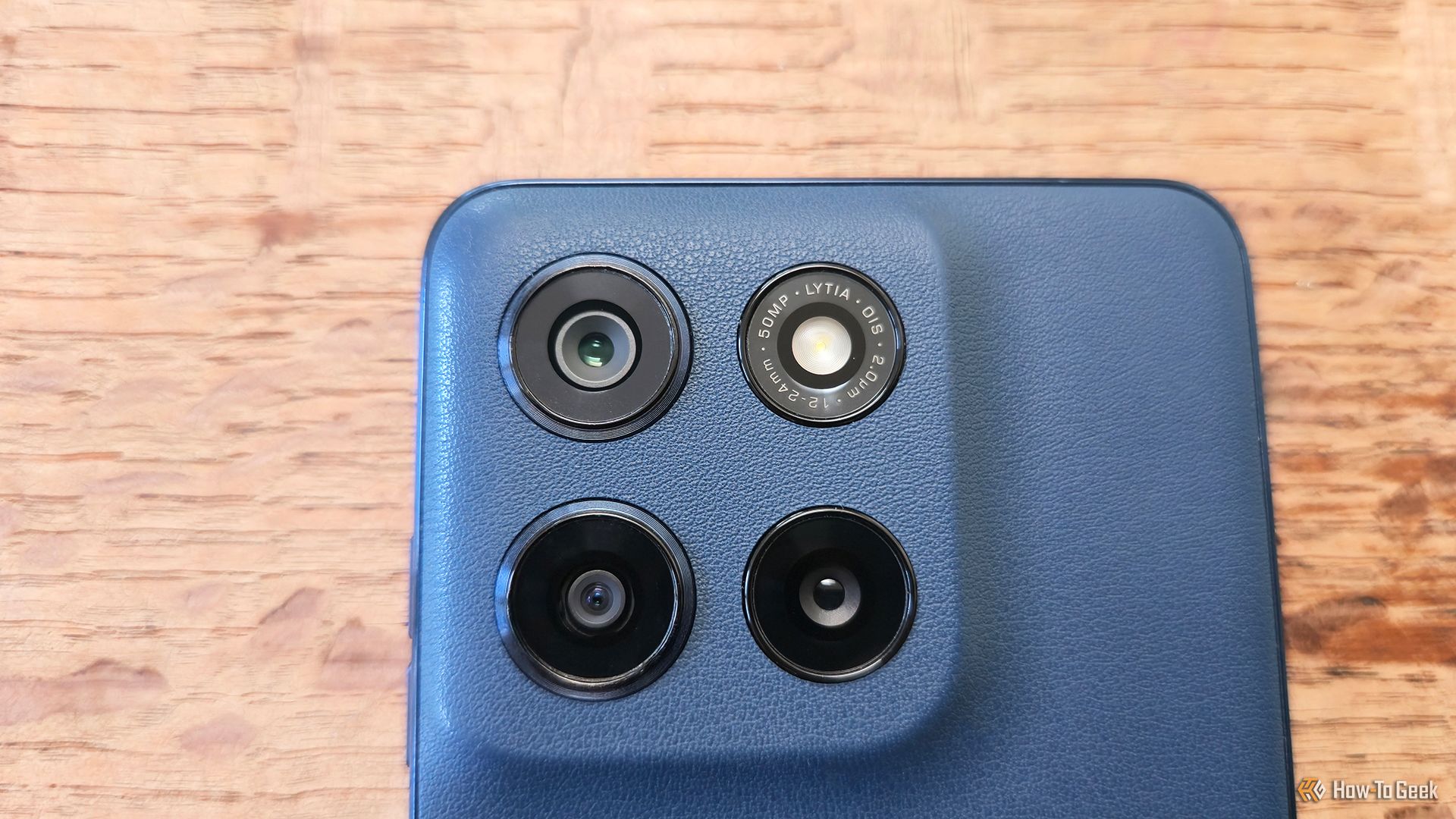 The quad camera system on the Motorola Moto G Stylus (2025) smartphone.
