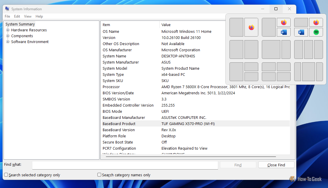 The usual snap layouts in Windows 11. 