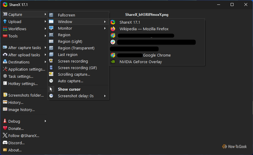 Sharex facilitates the capture of active windows. 