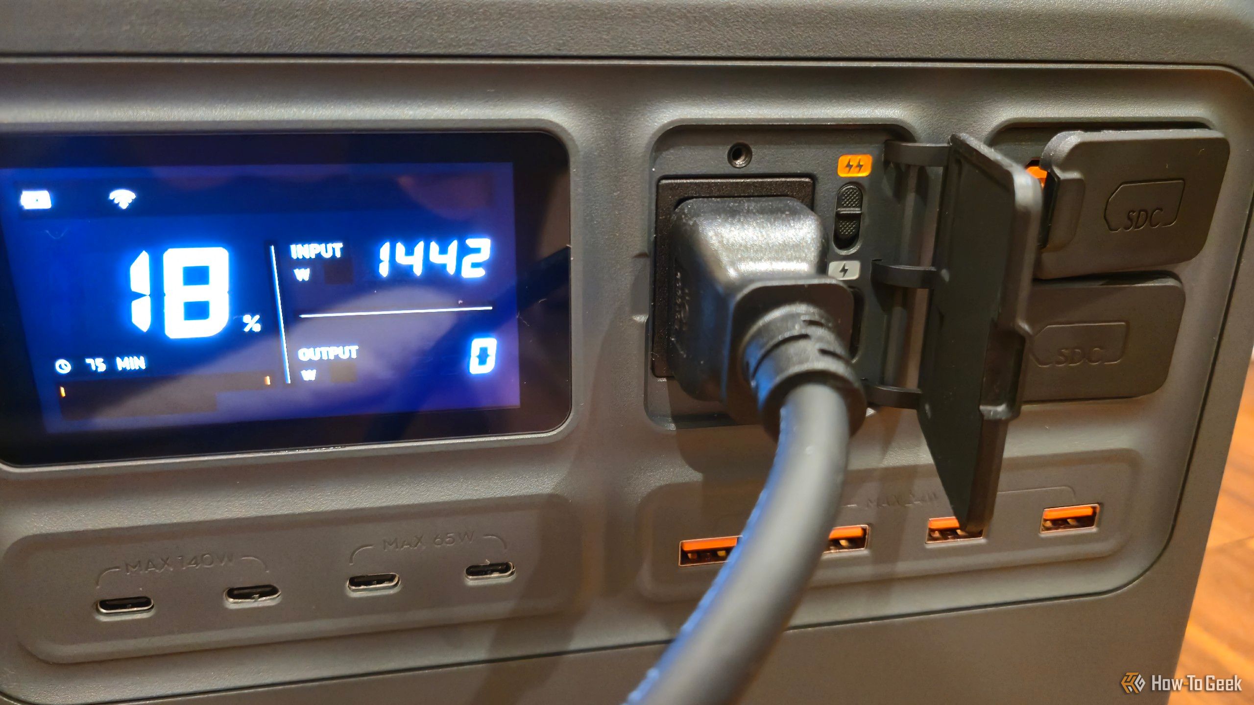 Fast charging a DJI Power 2000 from a wall outlet.