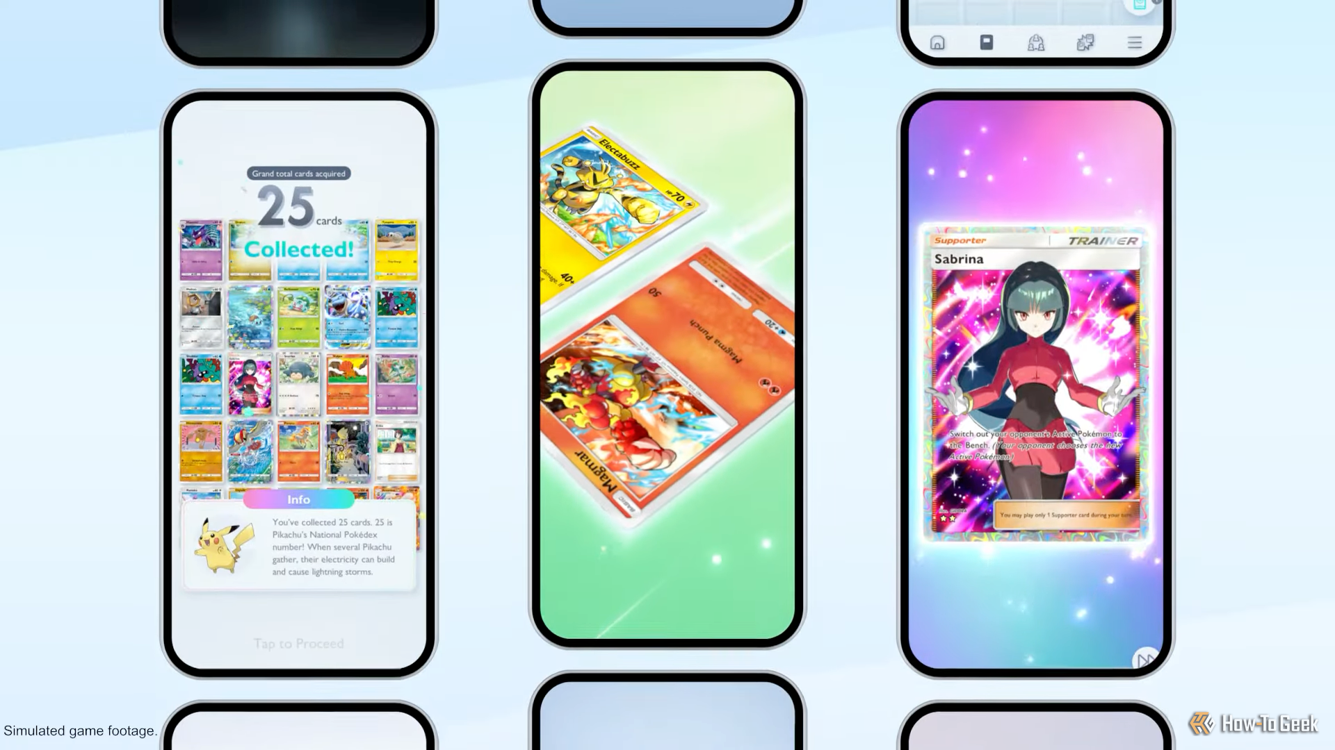 A card collection, card trading, and the full art Sabrina card in Pokemon TCG Pocket.
