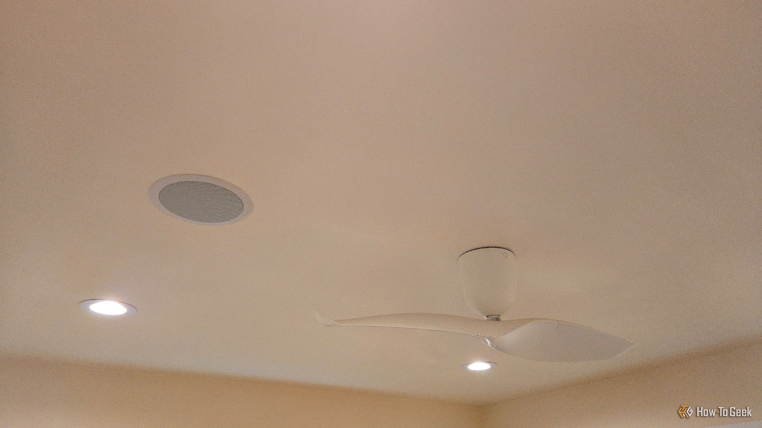 Smart switch controlled lights and a sealing fan.