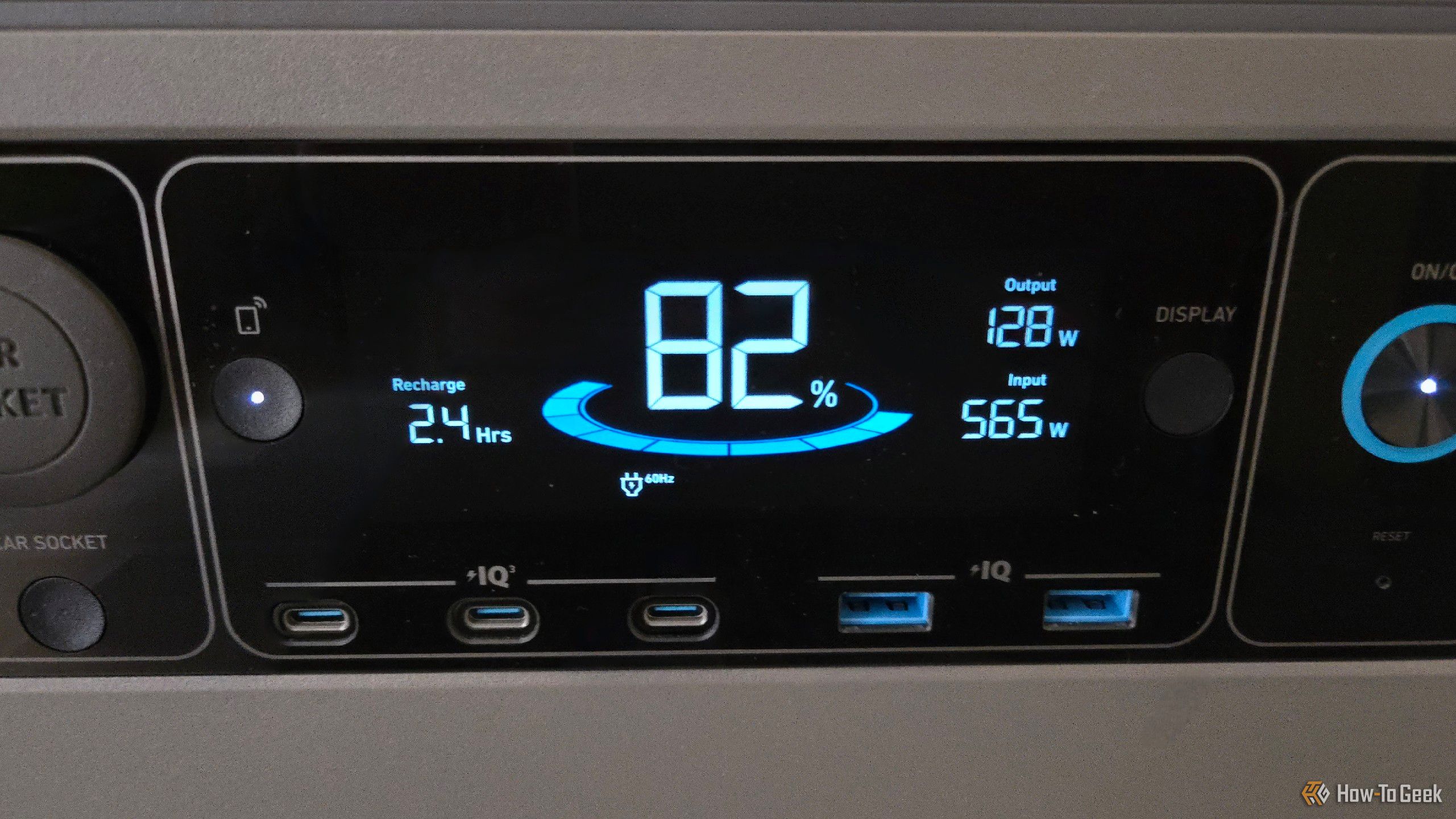 Power input and output information on Anker F3800.
