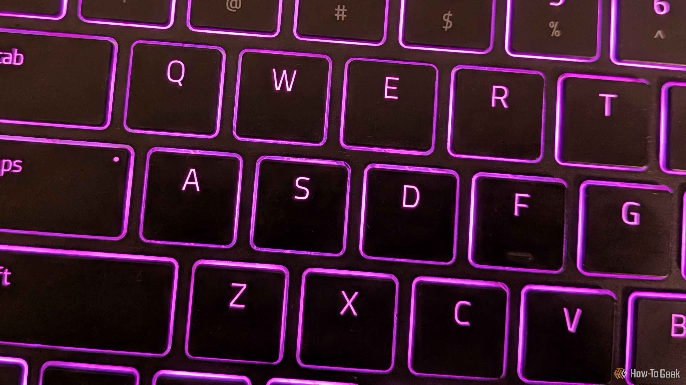 Razor Zoro ASDF Key Closeup of ASDF Key while backlight is on.