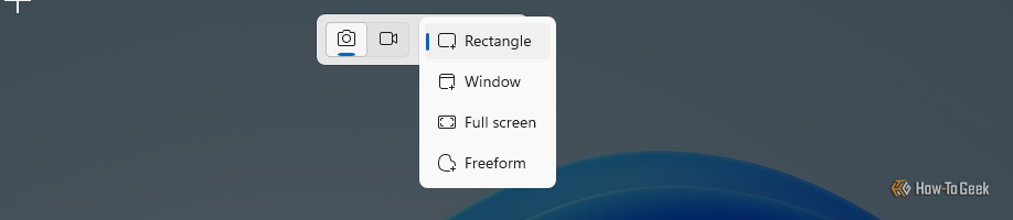 Snipping tool capture options. 