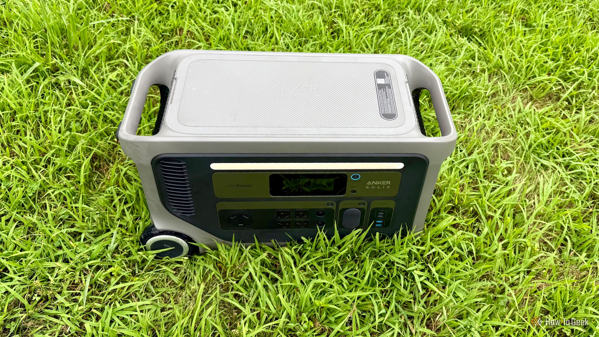 Anker SOLIX F3000 Portable Power Station on grass.