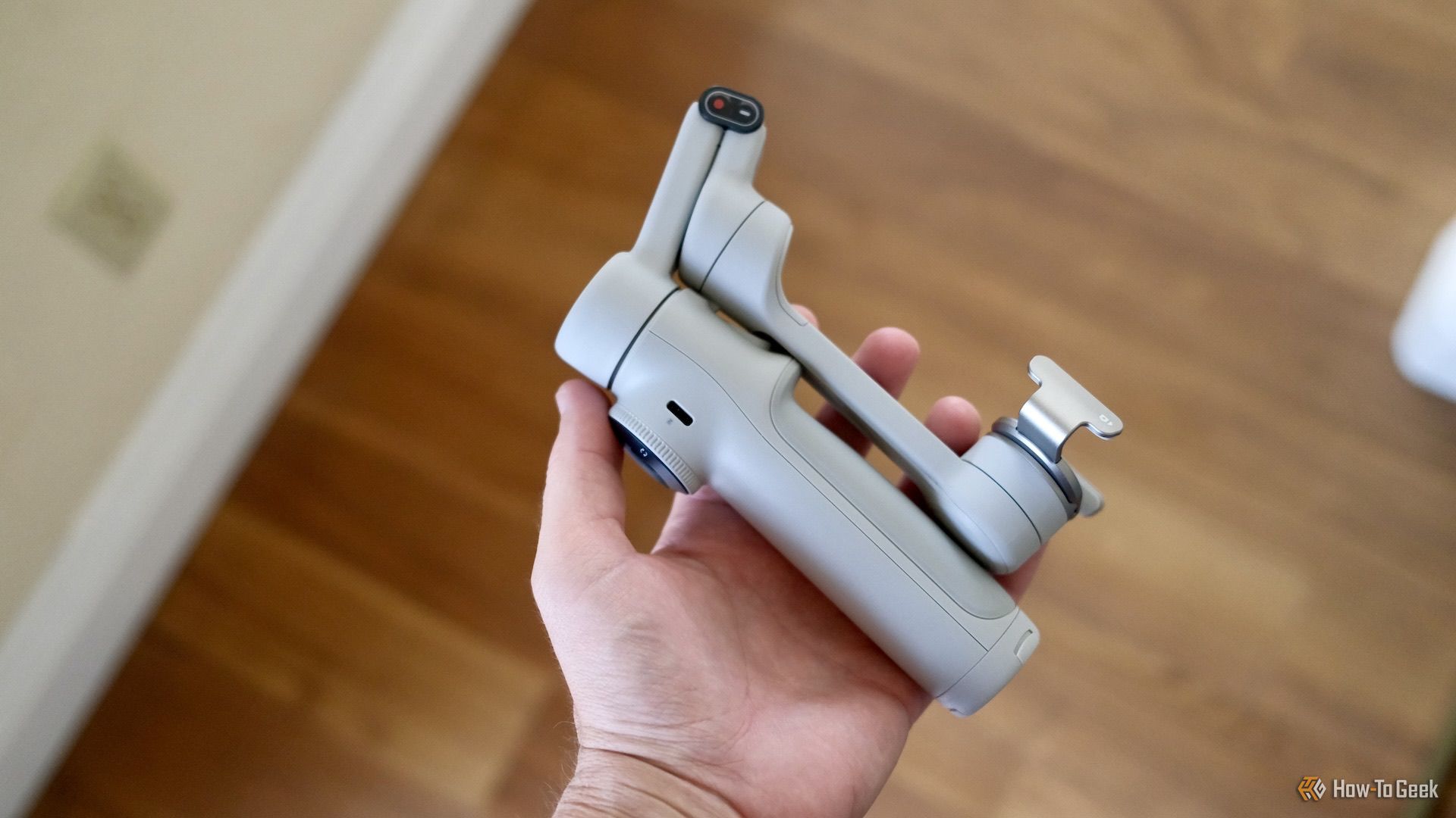 Insta360 Flow 2 folded up and powered off.