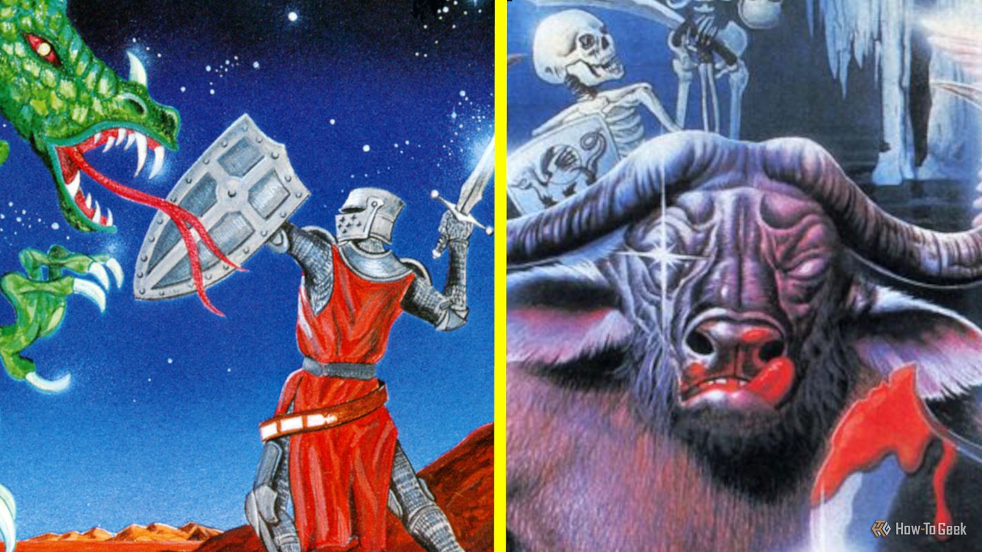 Cover art for The Dragon and Princess (pictured left) and Dungeon (pictured right).